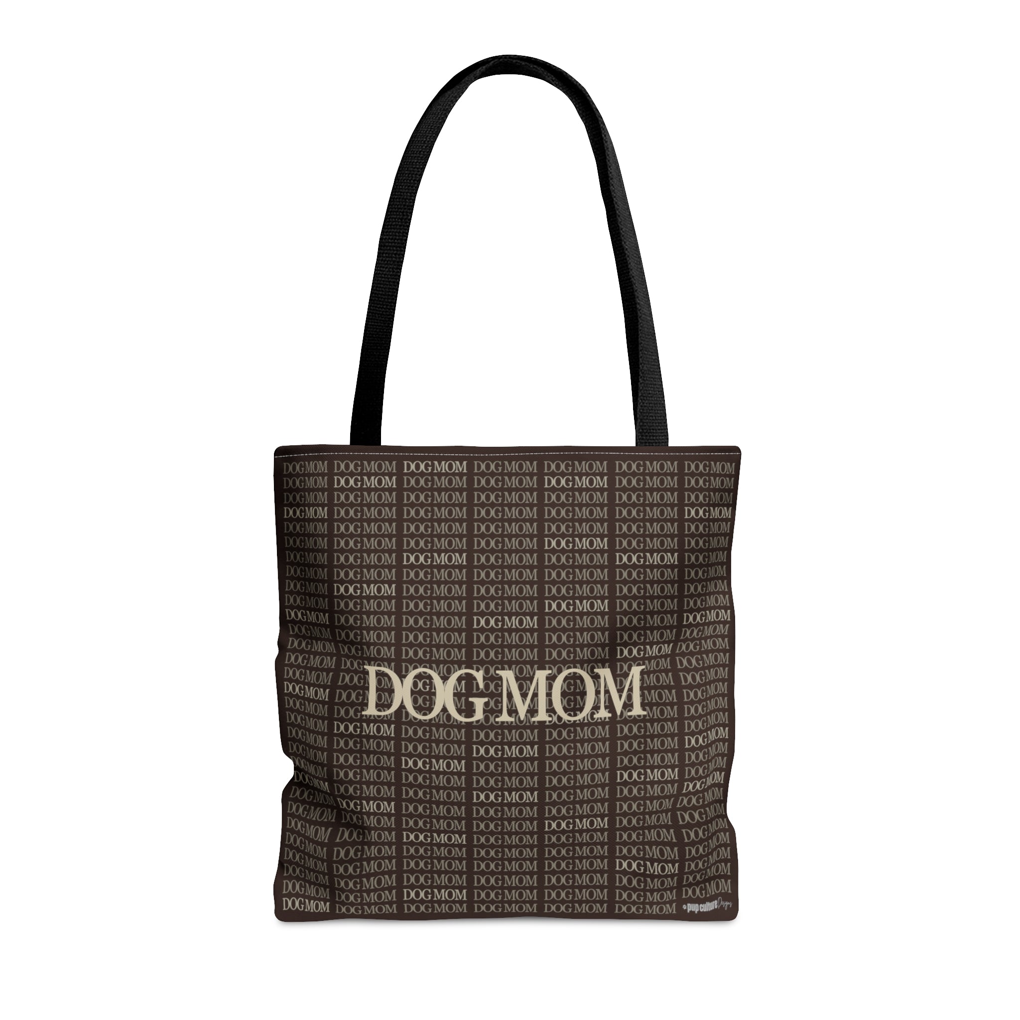 DOG MOM Stylized Fancy Text Signature Pattern Tote Bag - dog-mom-stylized-fancy-text-signature-pattern-tote-bag