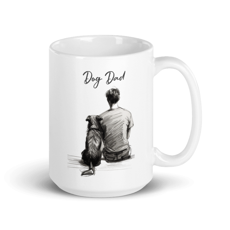 Man's Best Friend - Dog Dad and Dog - Black and White Pencil Sketch Mug