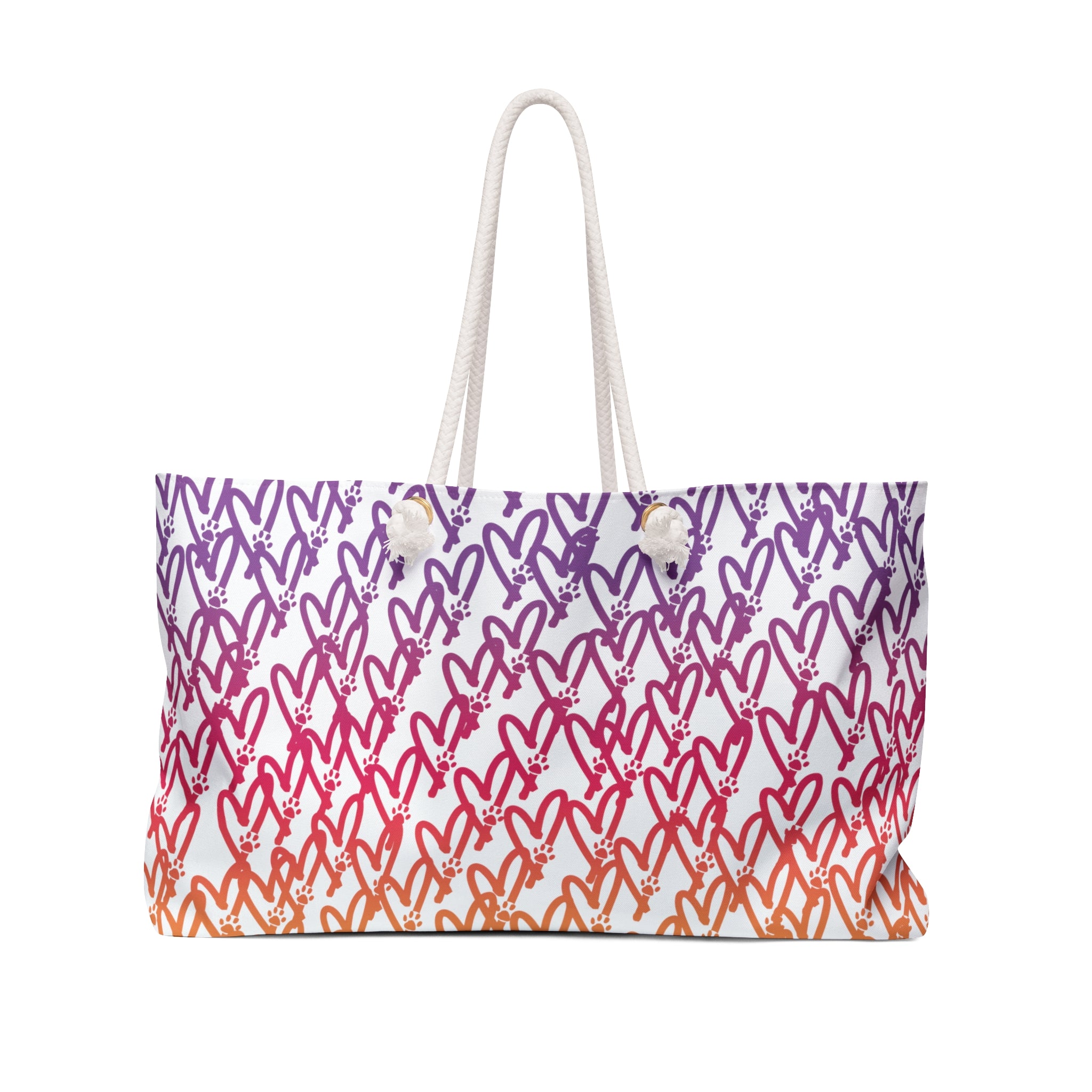 Heart and Paw Ombre Market Tote Bag - dog-lover-heart-and-paw-ombre-large-tote-bag