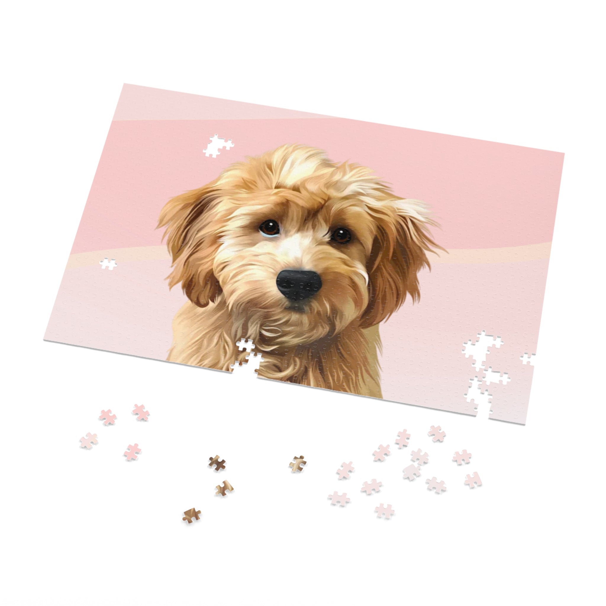 Dog Portrait Jigsaw Puzzle (30, 110, 252, 500,1000-Piece) | Blush Mist - custom-dog-portrait-jigsaw-puzzle-30-110-252-500-1000-blush-mist