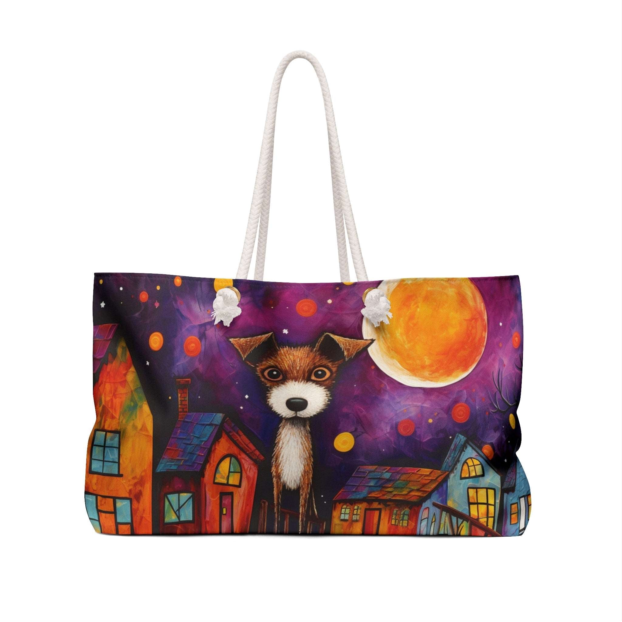 Artist-Inspired Jack Russell Dog Art Large Market Tote Bag - artist-inspired-jack-russell-terrier-dog-art-large-market-tote-bag