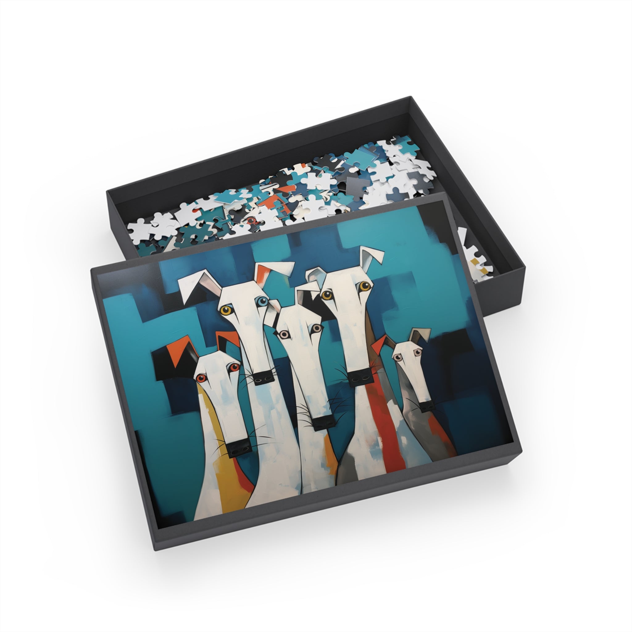 The Eyes Have It Modern Elegant White Dog Art Jigsaw Puzzle with Matching Gift Box - the-eyes-have-it-modern-elegant-white-dog-art-puzzle-with-matching-gift-box-96-252-500-1000-piece