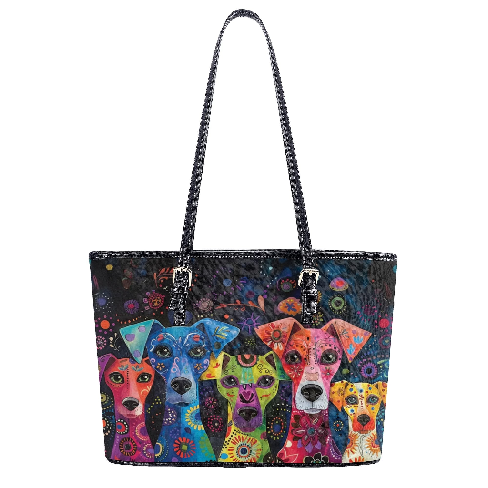 Exotic Whimsical Dog Art Durable Zipper Handbag - exotic-whimsical-dog-art-durable-faux-leather-zipper-bag