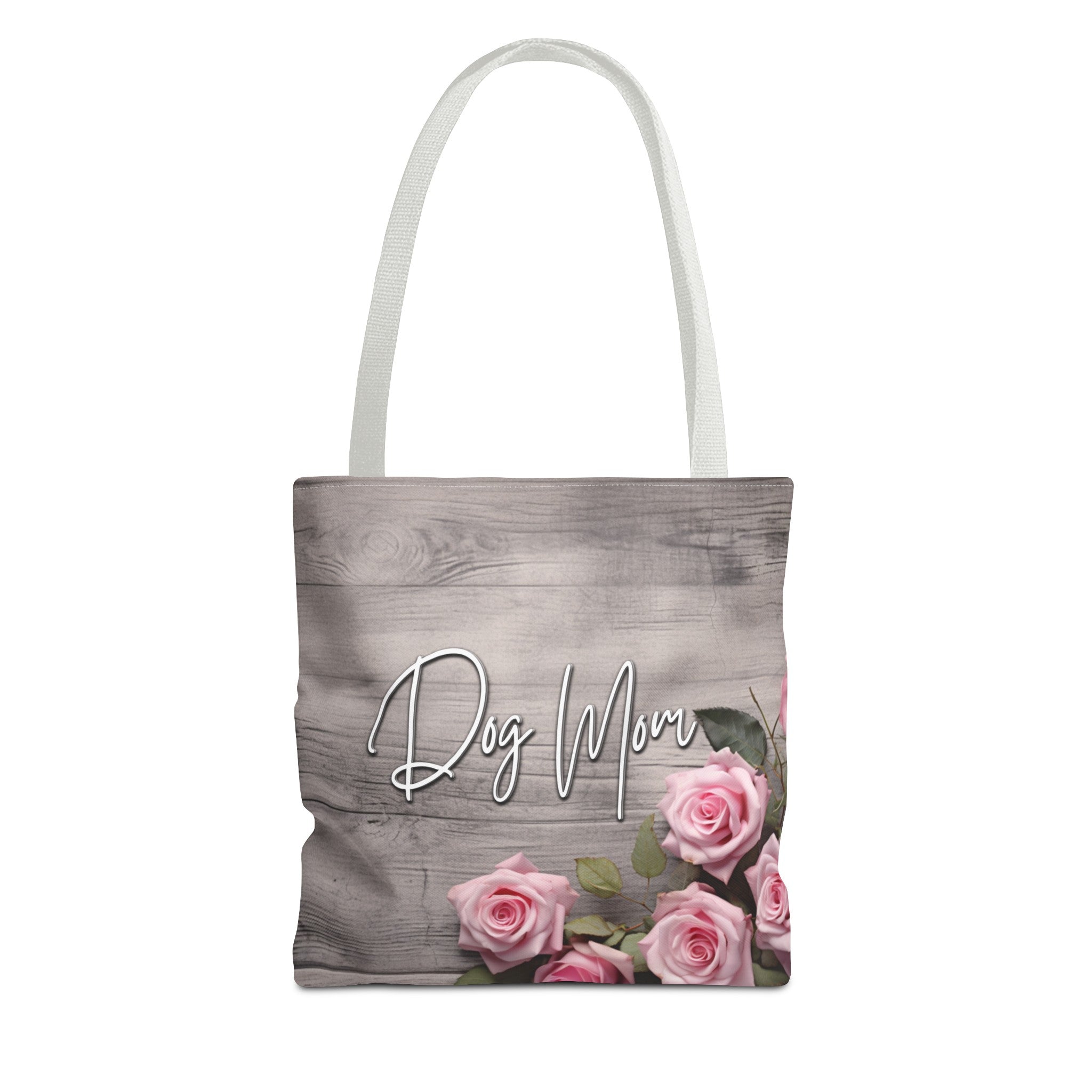 Rustic Pink Rose Dog Mom Farmhouse Tote Bag - farmhouse-dogmom-tote-bag-rustic-pink-rose