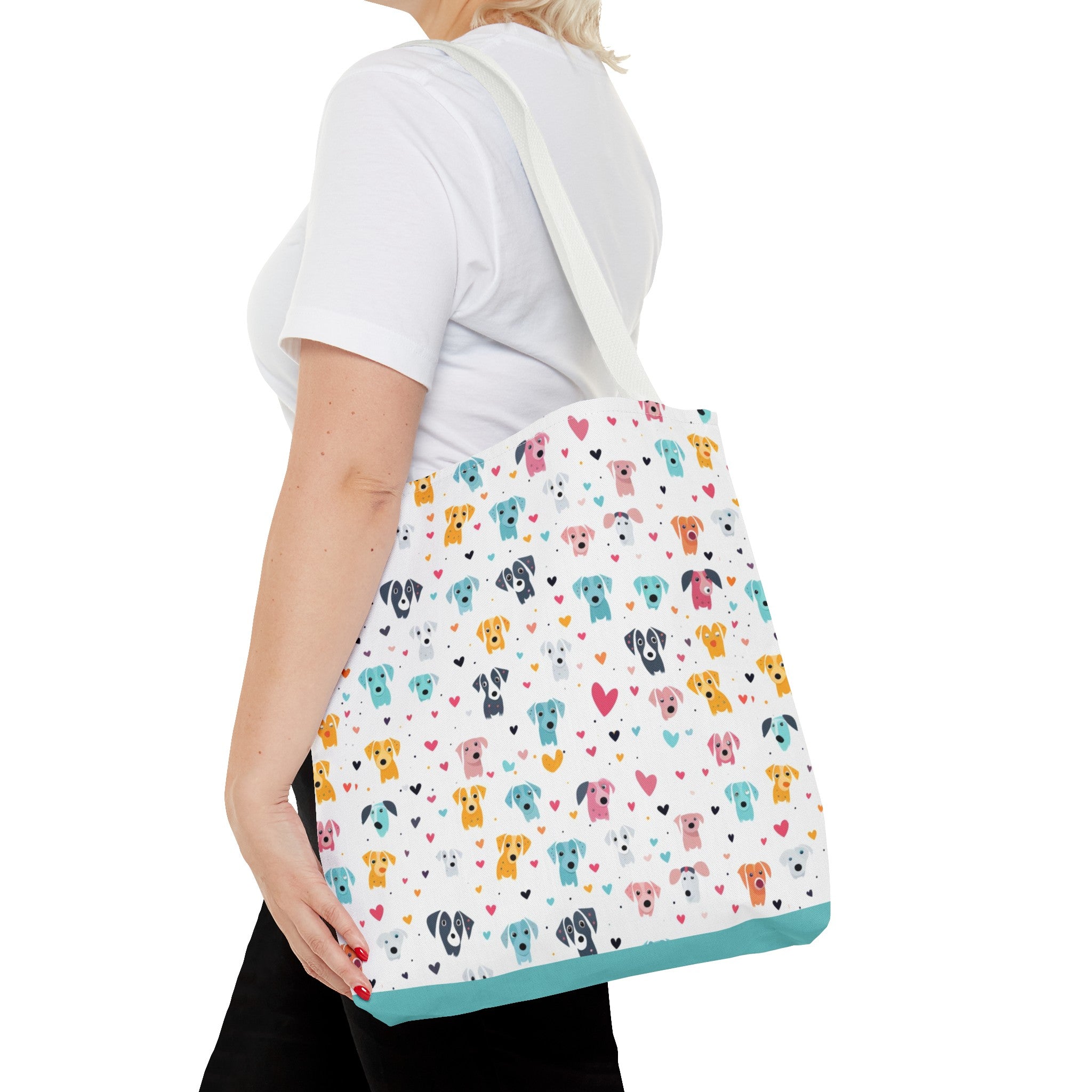 Hearts n' Pups Whimsical Dog Icon Themed Tote Bag - hearts-n-pups-whimsical-dog-icon-themed-tote-bag