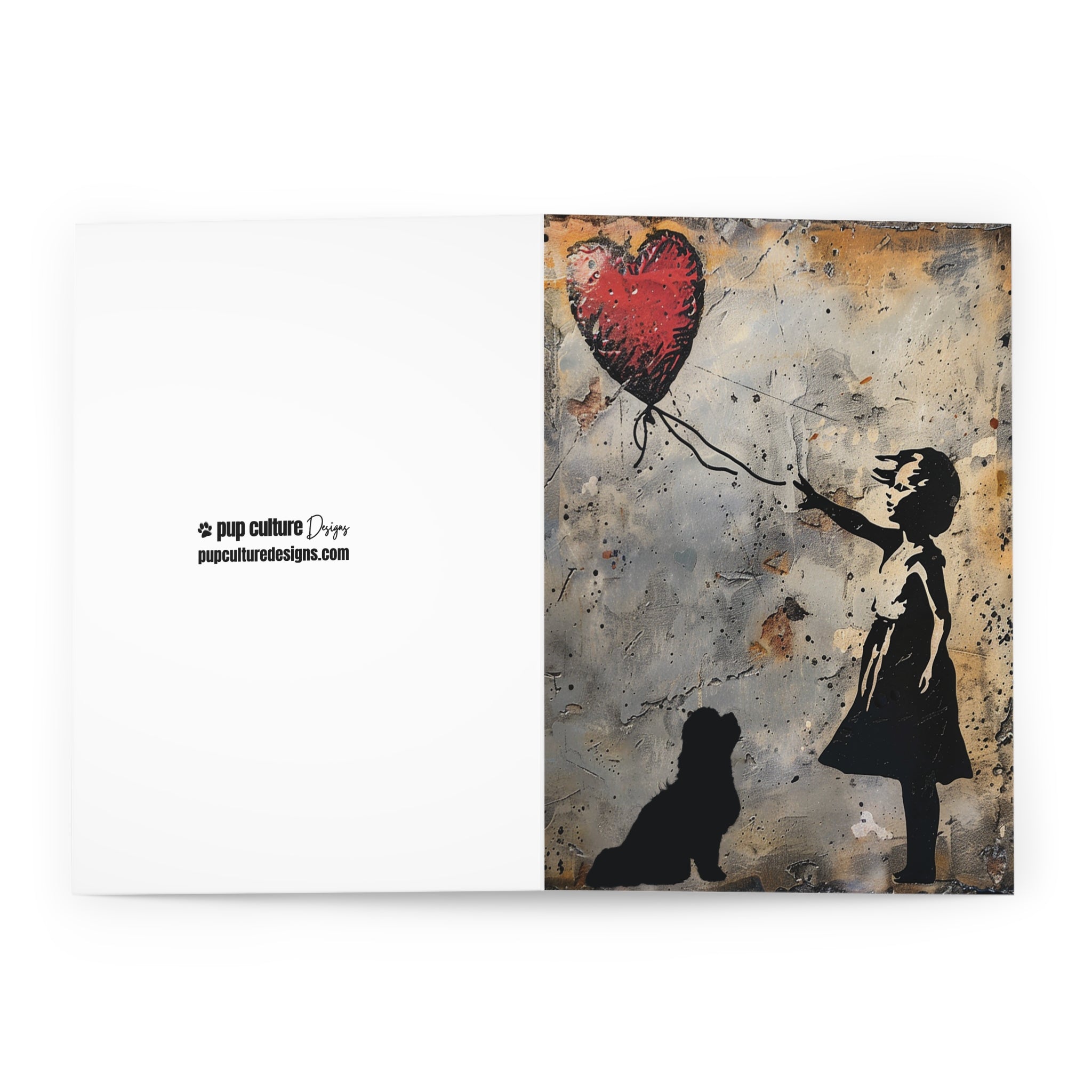 Girl and Balloon Street Artist Inspired Dog Art Greeting Card 5-Pak