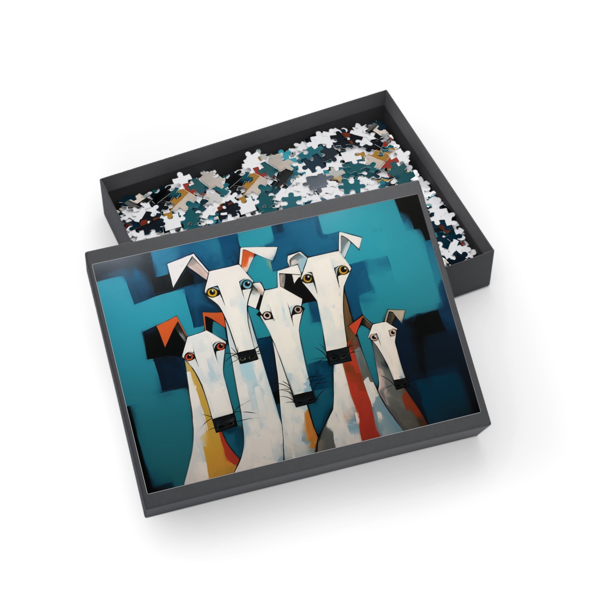 The Eyes Have It Modern Elegant White Dog Art Jigsaw Puzzle with Matching Gift Box - the-eyes-have-it-modern-elegant-white-dog-art-puzzle-with-matching-gift-box-96-252-500-1000-piece