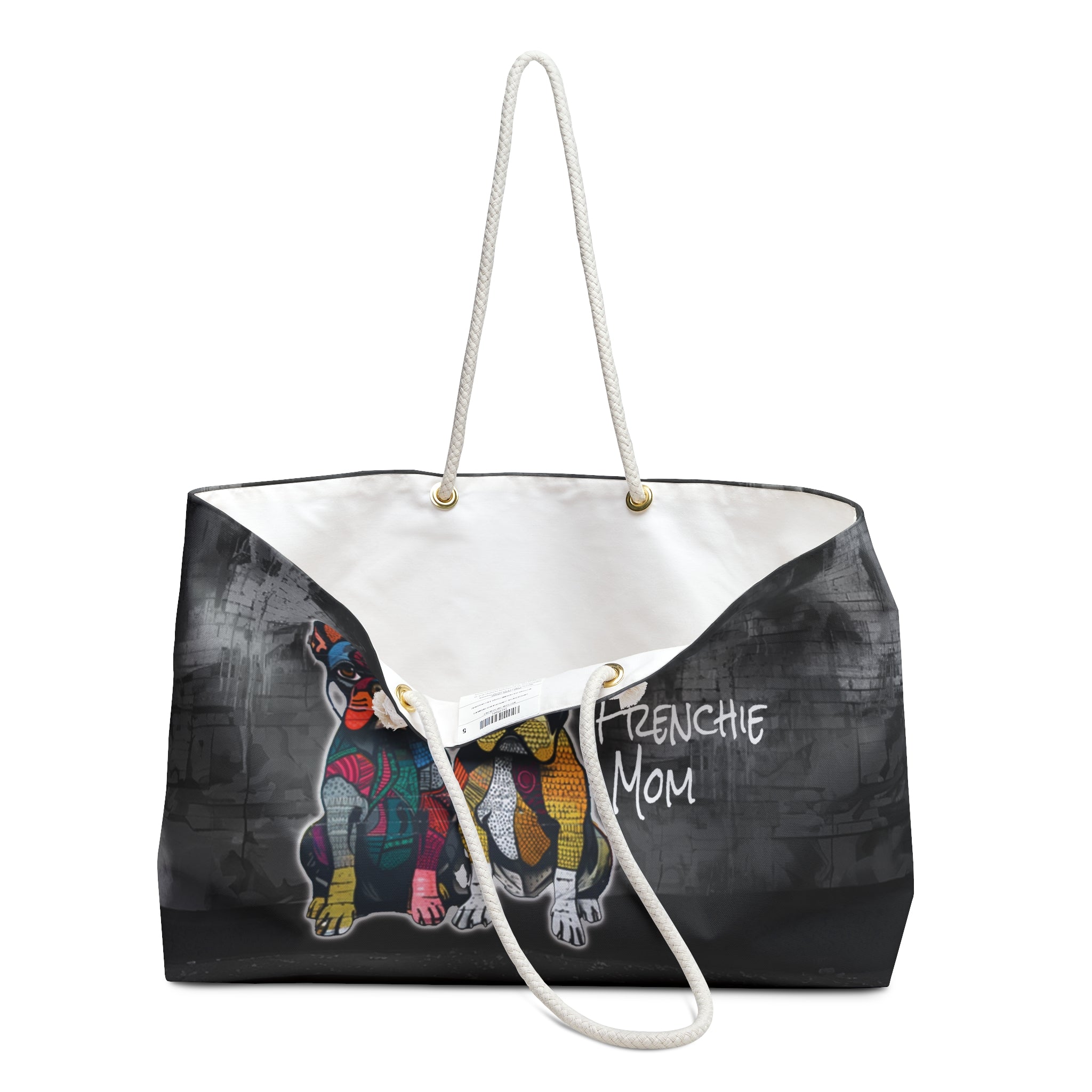 Original Frenchie Mom Graffiti Dog Art Weekender Tote Bag - original-frenchie-street-art-weekender-tote-bag