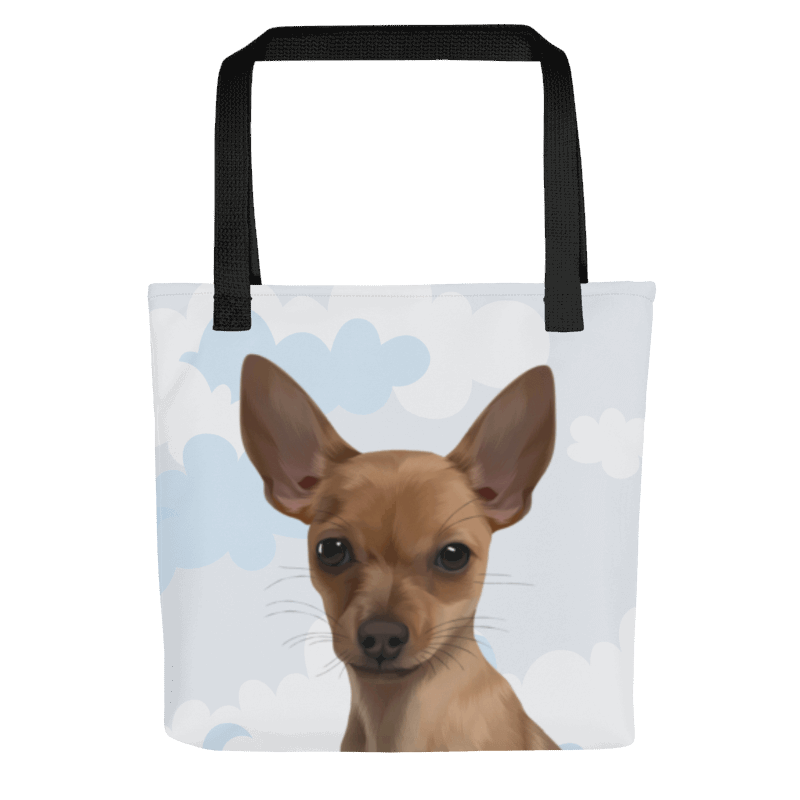 Custom Dog Portrait Tote bag | Cloudy Day - custom-dog-portrait-tote-bag-cloudy-day