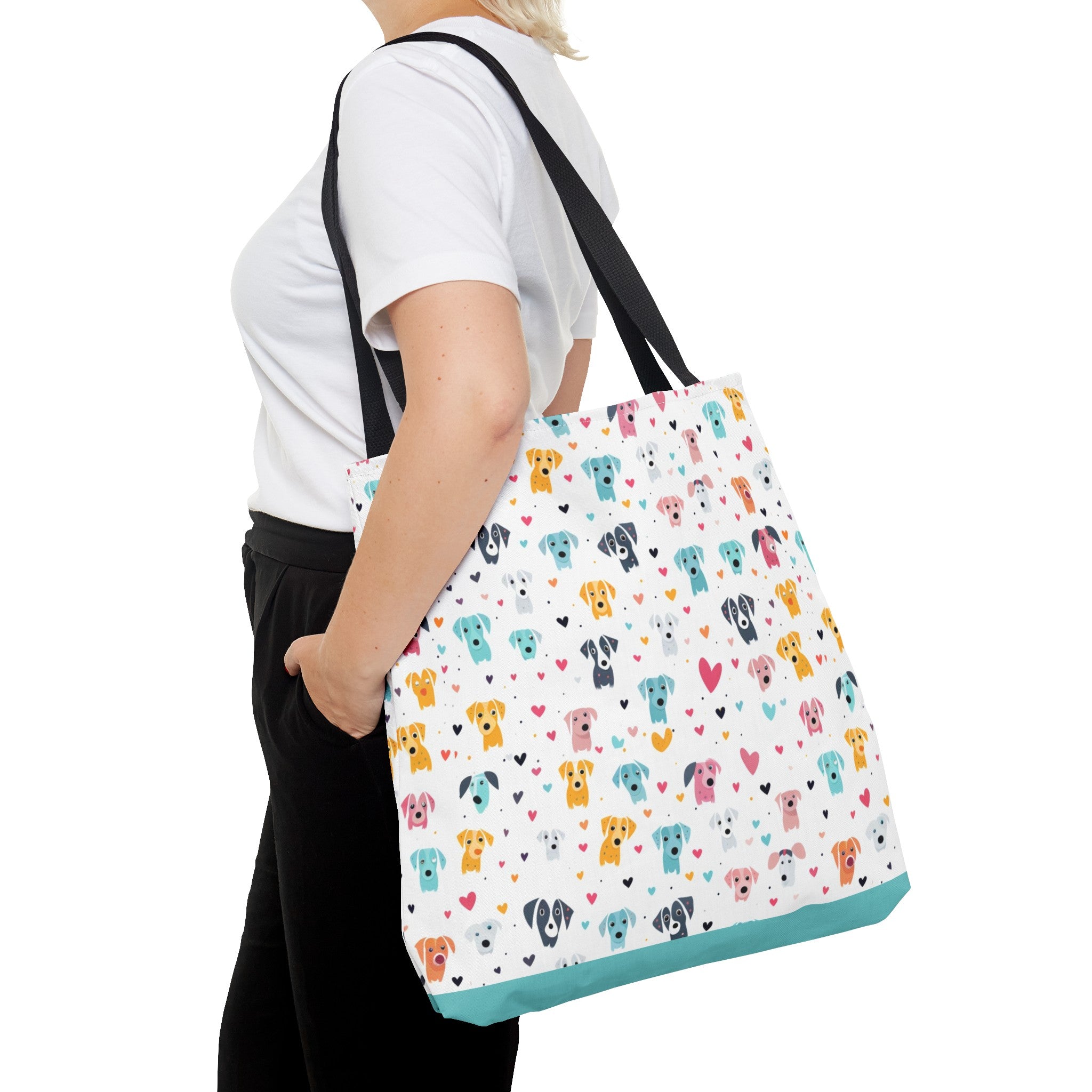 Hearts n' Pups Whimsical Dog Icon Themed Tote Bag - hearts-n-pups-whimsical-dog-icon-themed-tote-bag