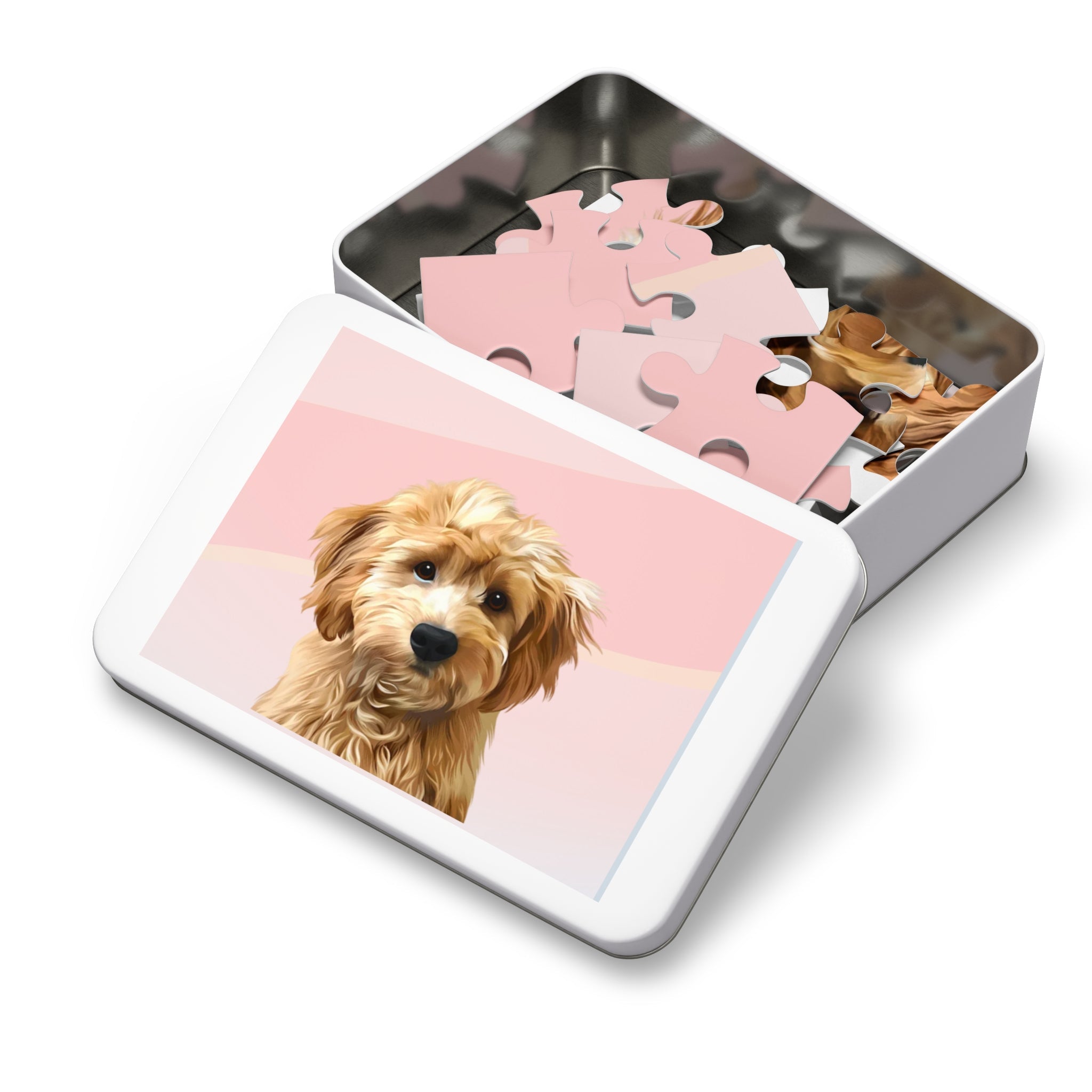 Dog Portrait Jigsaw Puzzle (30, 110, 252, 500,1000-Piece) | Blush Mist - custom-dog-portrait-jigsaw-puzzle-30-110-252-500-1000-blush-mist