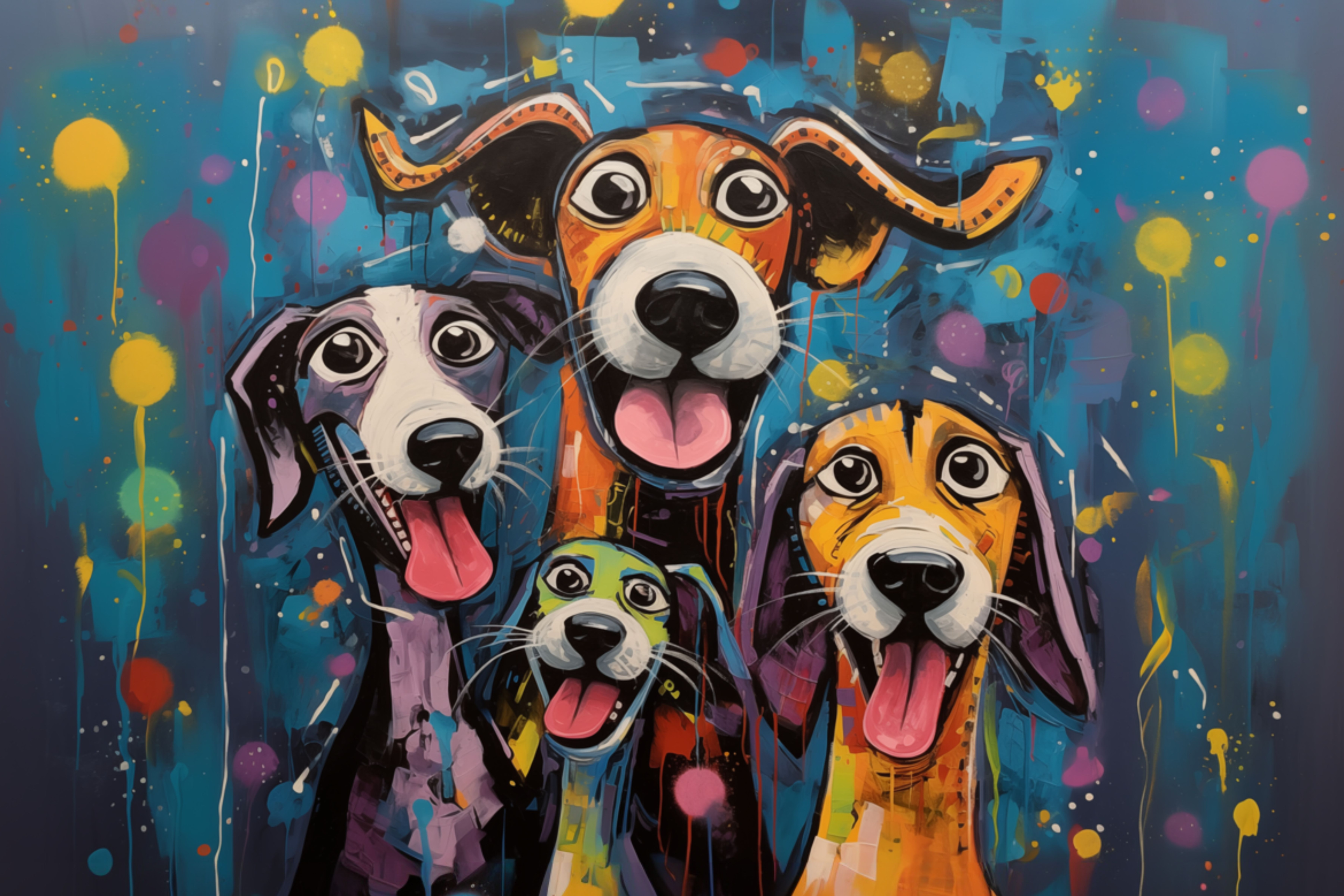 Fine Art Giclee: Whimsical Happy Dog Art Matte Print