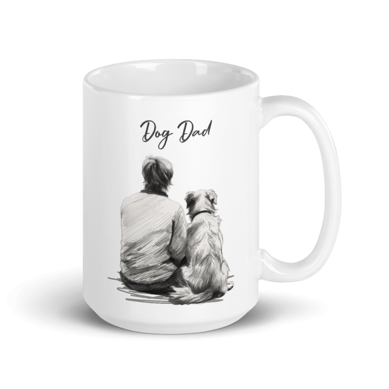 Man's Best Friend - Dog Dad and Dog - Black and White Pencil Sketch Mug