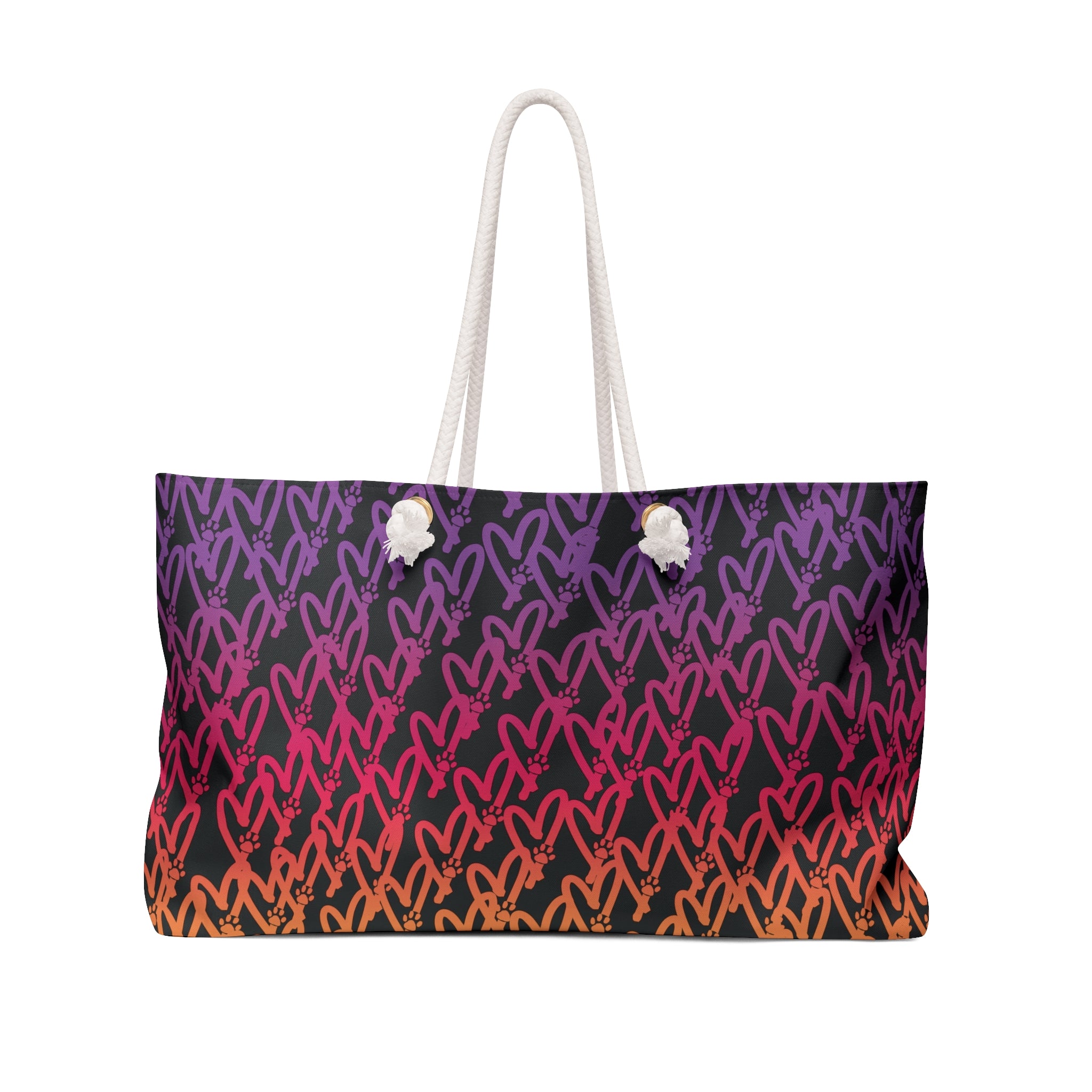 Heart and Paw Ombre Market Tote Bag - dog-lover-heart-and-paw-ombre-large-tote-bag