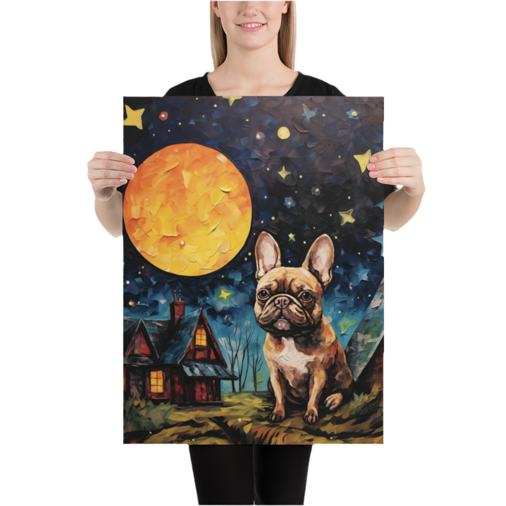 Frenchie Moon Original Dog Art Poster Print - frenchie-moon-original-dog-art-poster-print