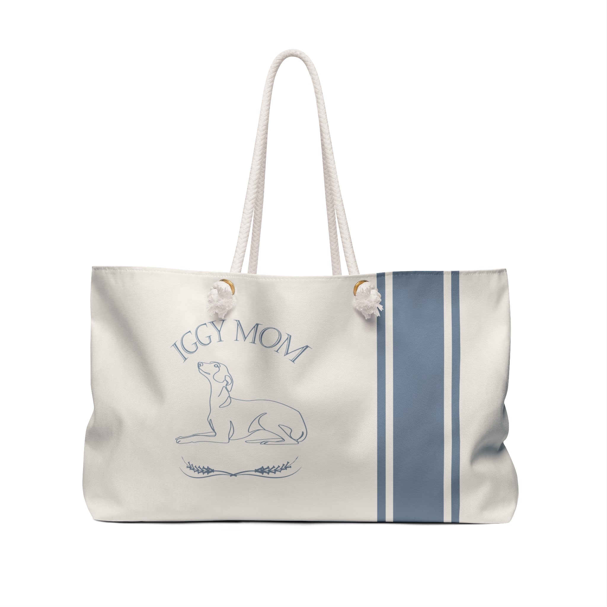 YOUR CHOICE OF BREED Dog Mom Farmhouse Stripe Design Weekender Tote Bag - your-choice-of-breed-dog-mom-farmhouse-stripe-design-weekender-tote-bag