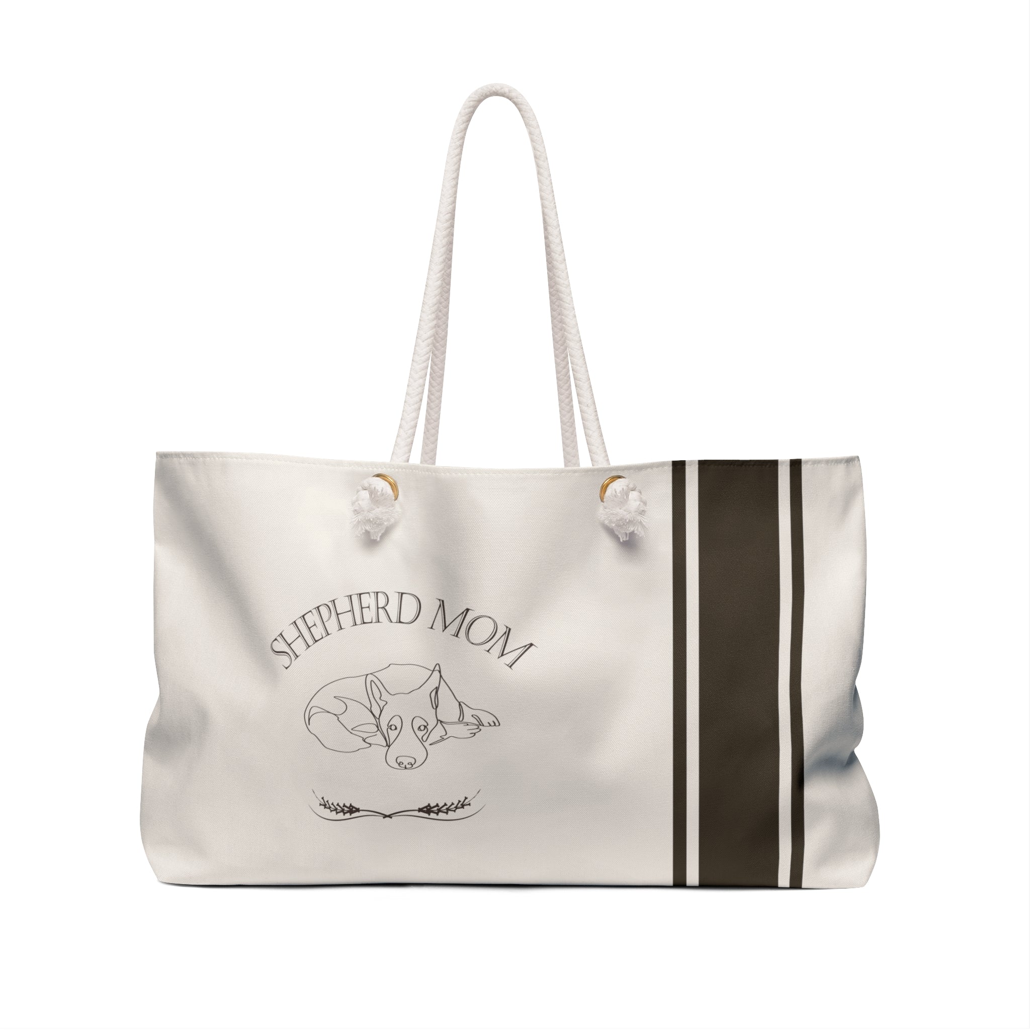 YOUR CHOICE OF BREED Dog Mom Farmhouse Stripe Design Weekender Tote Bag - your-choice-of-breed-dog-mom-farmhouse-stripe-design-weekender-tote-bag