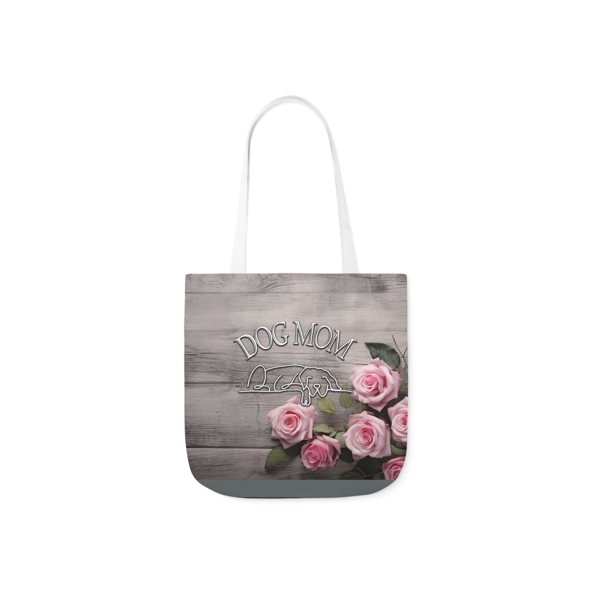 Rustic Pink Rose Dog Mom Farmhouse Tote Bag - farmhouse-dogmom-tote-bag-rustic-pink-rose