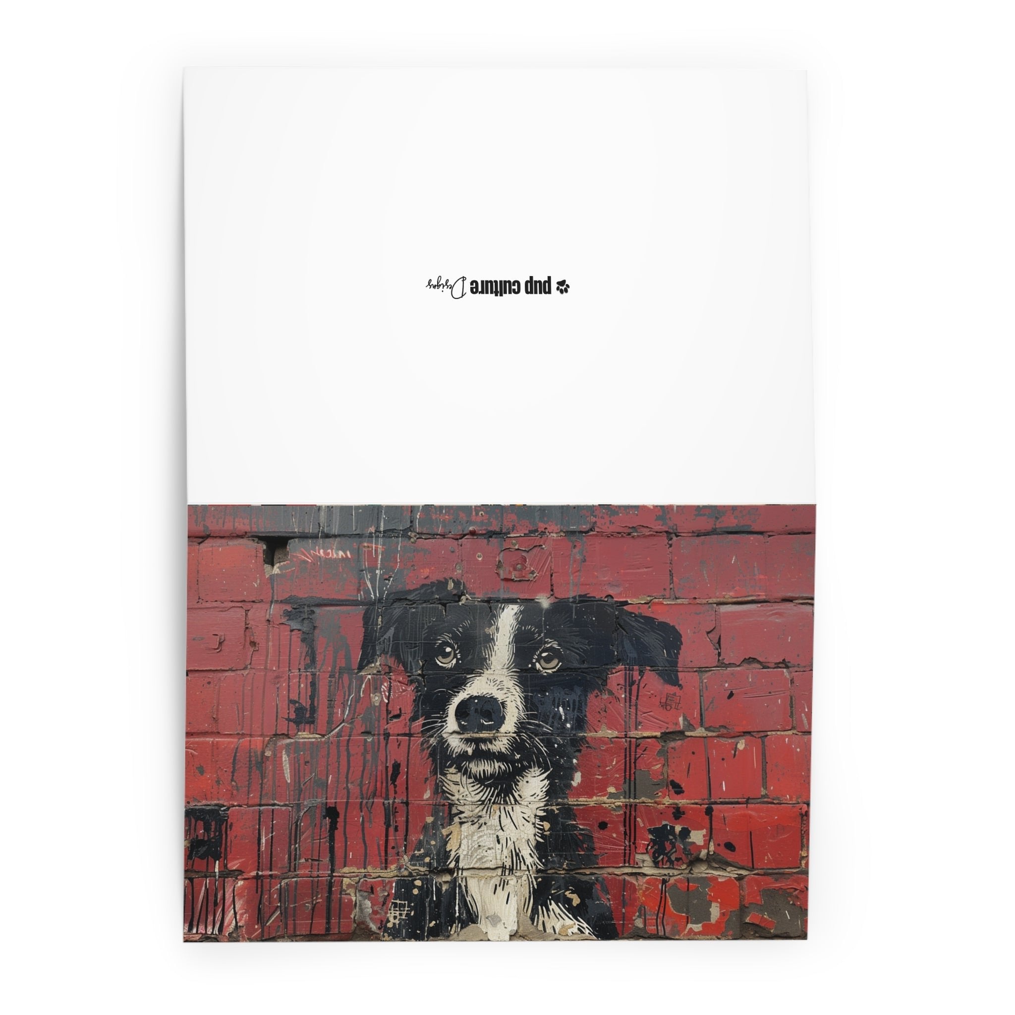 Street Artist-Inspired Red Brick Wall Dog Art Greeting Card 5-Pak