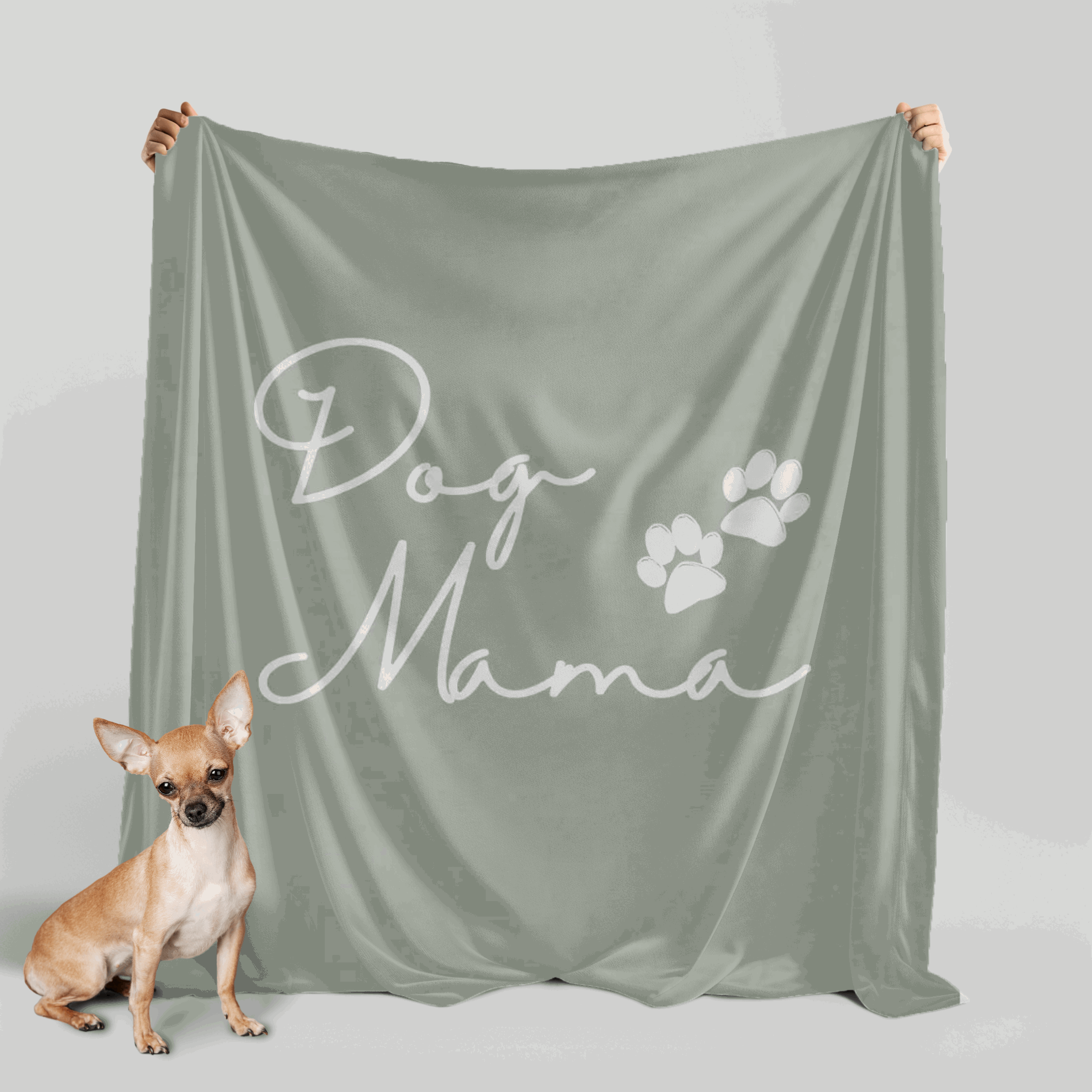 Dog Mama and PawPrint Neutral Sherpa Blanket - dog-mama-and-pawprint-neutral-sherpa-fleece-blanket