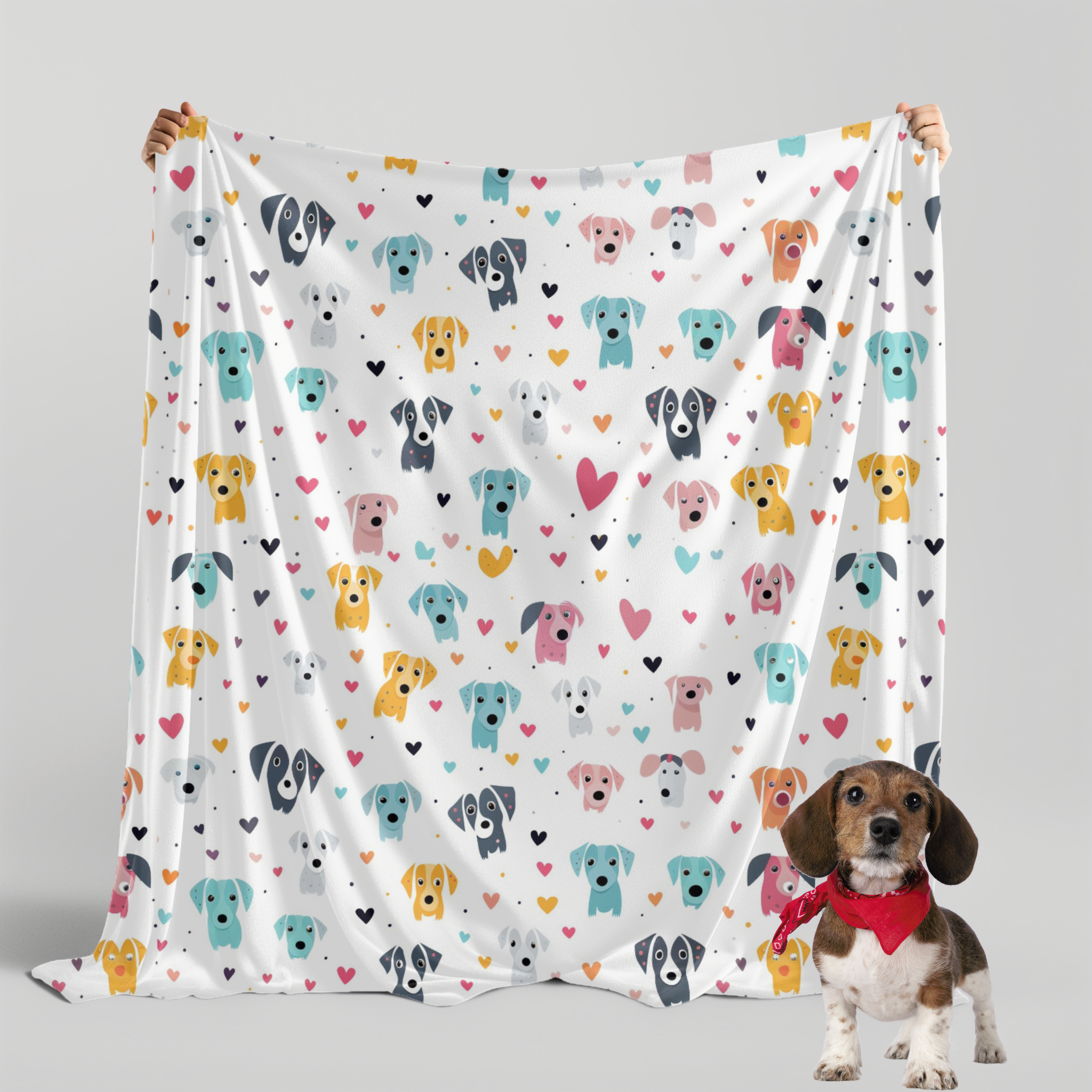 Hearts n' Pups Whimsical Dog Icon Themed Sherpa Blanket - untitled-design-7-bshm-premium-black-sherpa-blanket-50x60