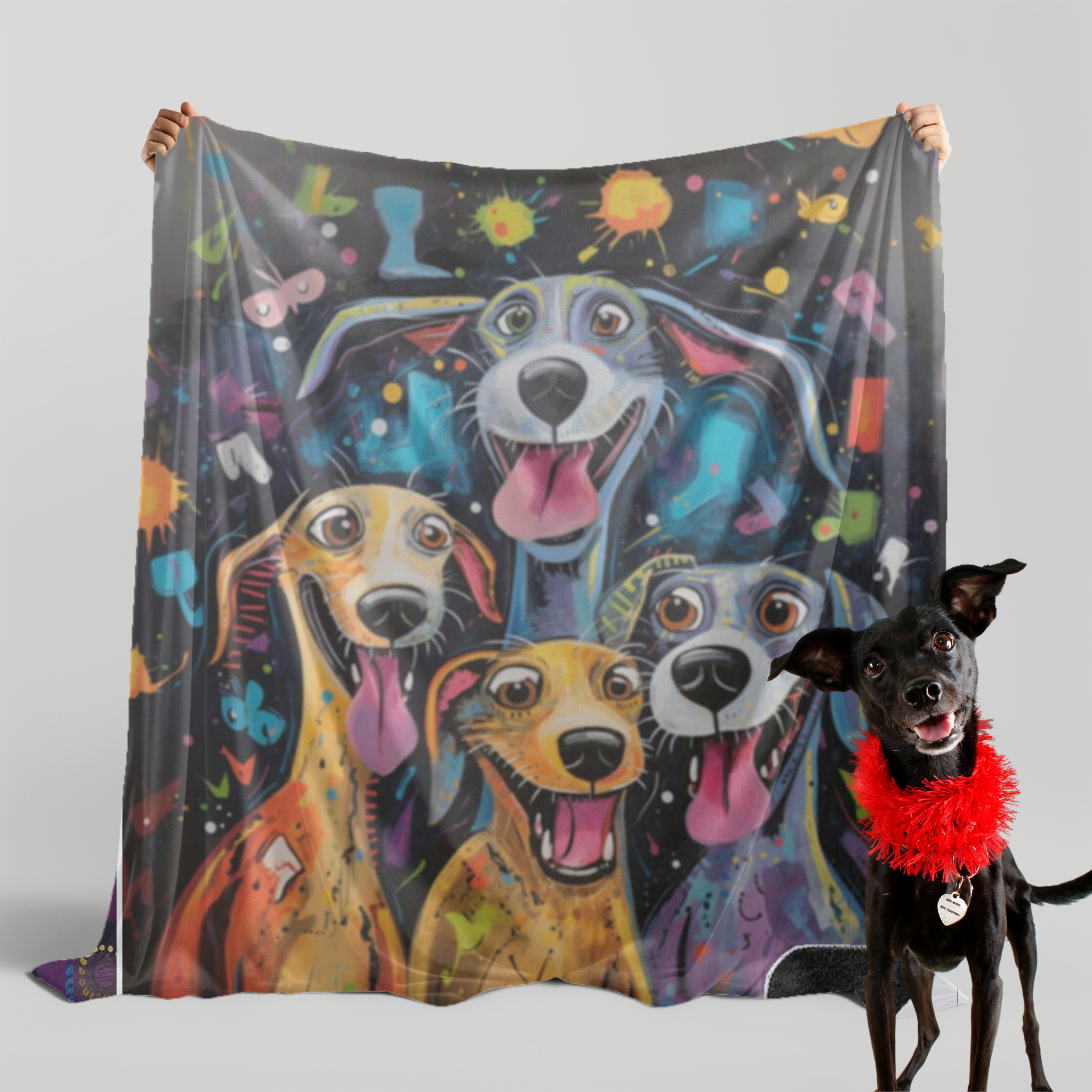 Treat Time Dog Original Art Premium Sherpa Blanket - treat-time-dog-original-art-premium-sherpa-blanket