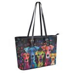 Exotic Whimsical Dog Art Durable Zipper Handbag - exotic-whimsical-dog-art-durable-faux-leather-zipper-bag