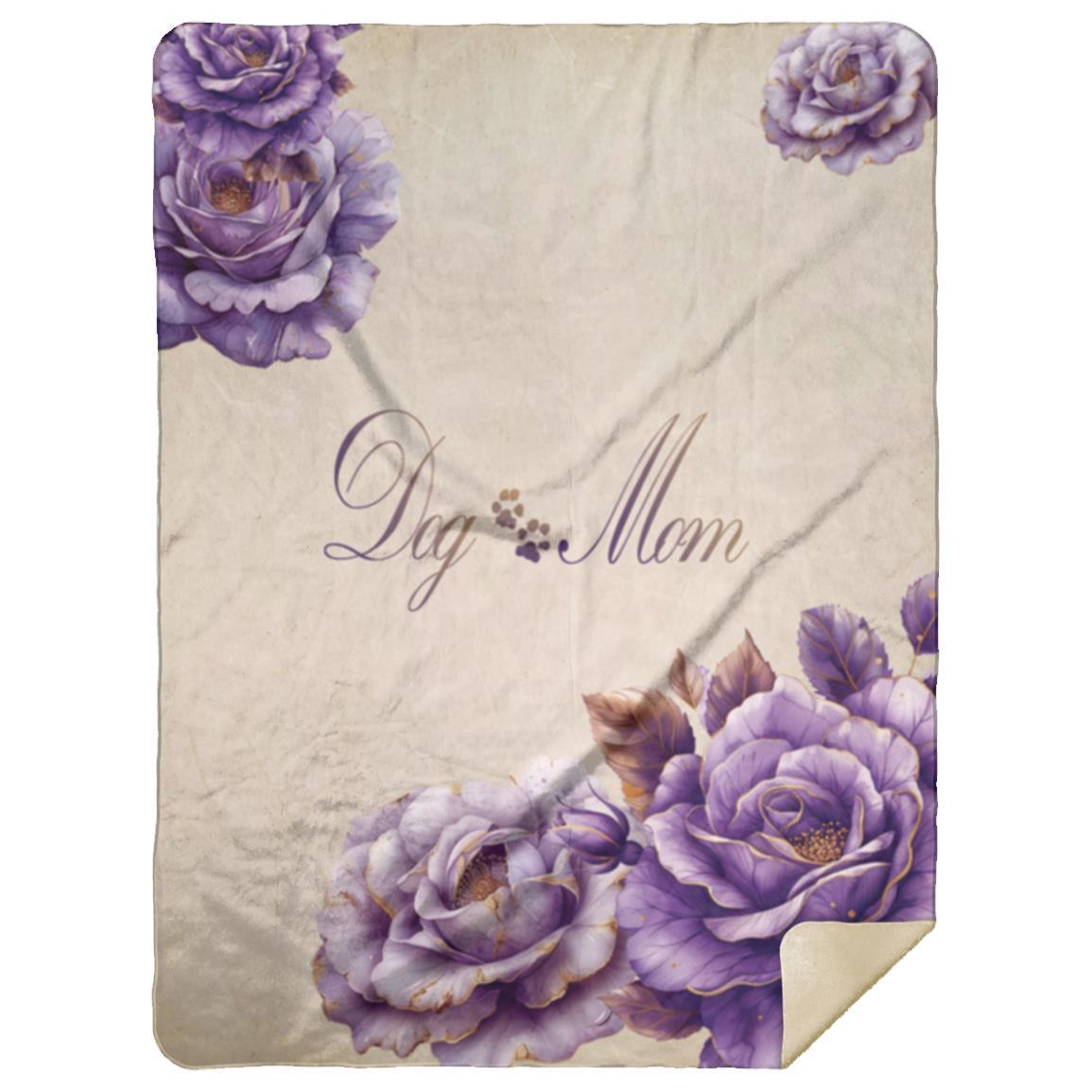 Dog Mom French Country Lavender Rose Sherpa Blanket - dog-mom-french-country-lavender-rose-premium-sherpa-blanket