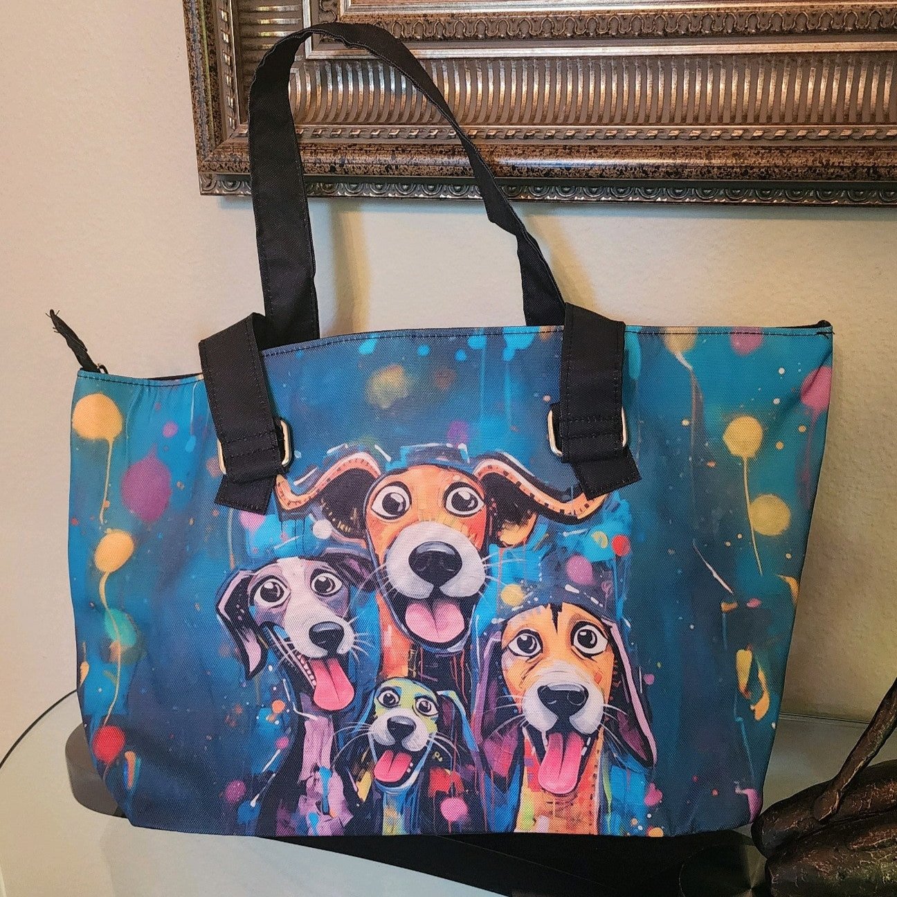 Happy Dogs Original Dog Art Canvas Zipper Tote - happy-dogs-zipper-tote