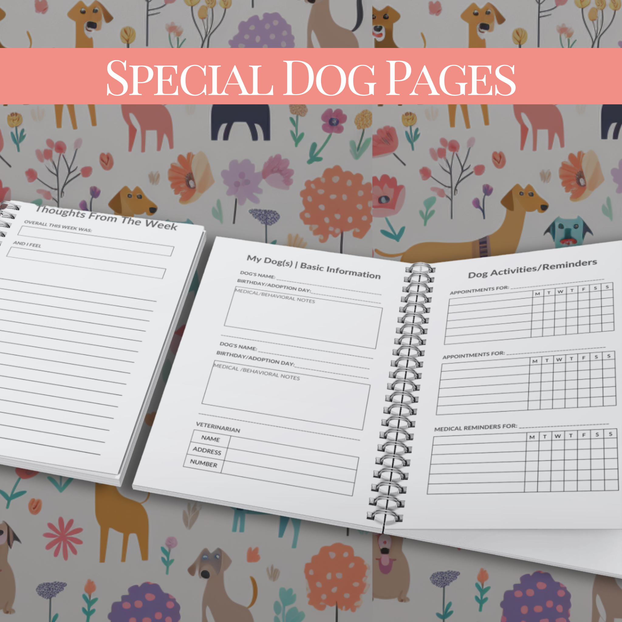 Dog Mom Undated 6 Month Spiral Bound Daily Planner With Special Dog Pages - dog-mom-daily-planner