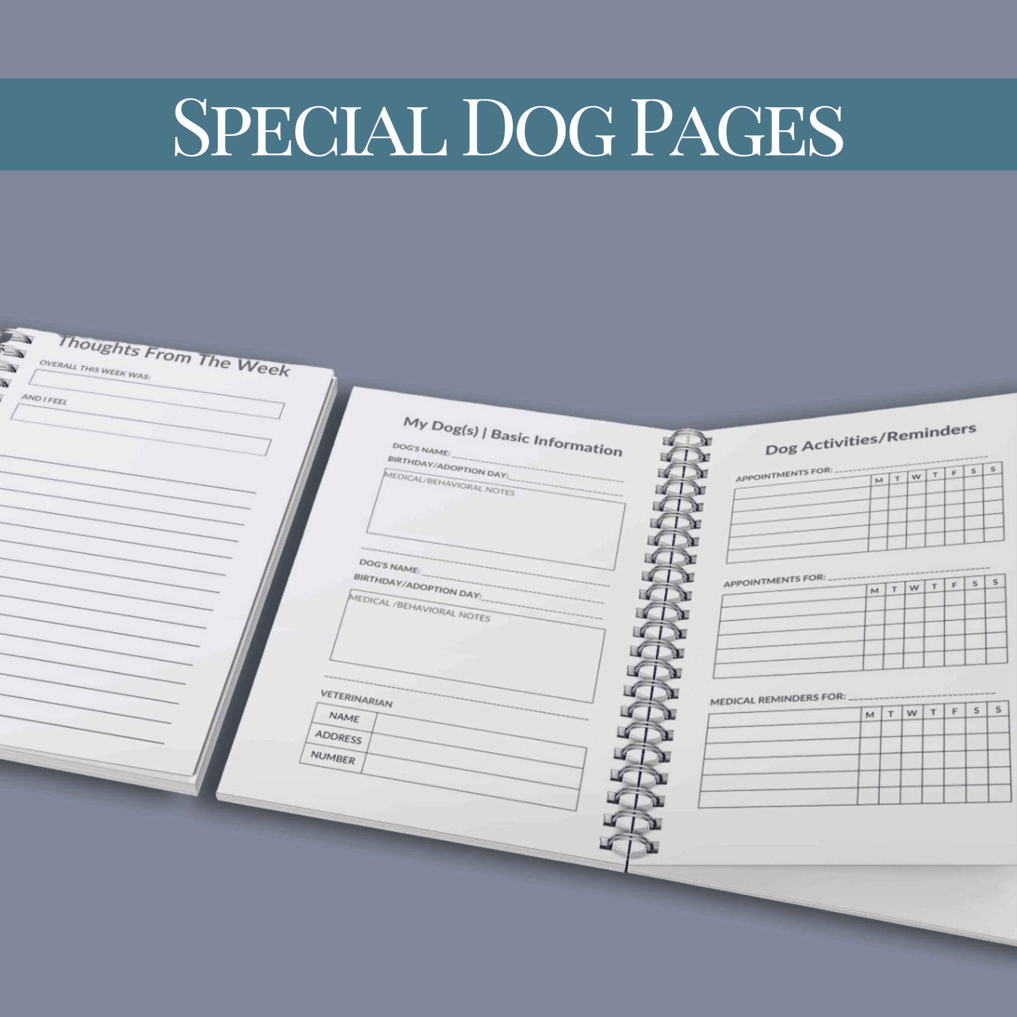 Customizable Dog Mom Line Art Design Undated 6 Month Spiral Bound Daily Planner - customizable-dog-mom-line-art-design-undated-6-month-spiral-bound-daily-planner