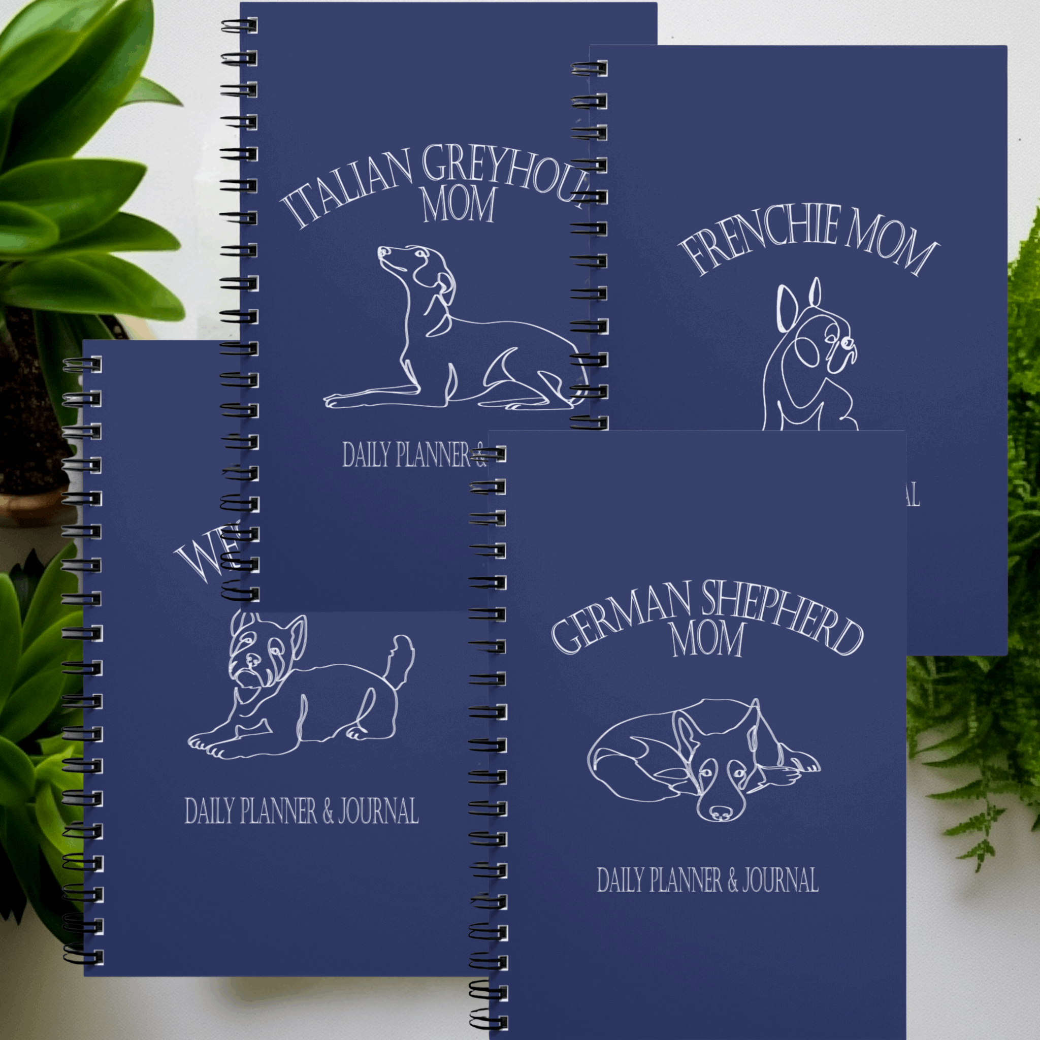 Customizable Dog Breed Line Art Design Daily Planner | Special Dog Pages - any-dog-breed-customizable-dog-mom-line-art-design-daily-planner-special-dog-pages