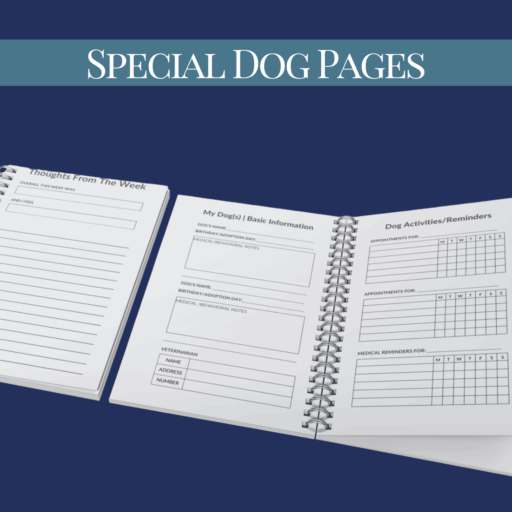 Customizable Dog Breed Line Art Design Daily Planner | Special Dog Pages - any-dog-breed-customizable-dog-mom-line-art-design-daily-planner-special-dog-pages