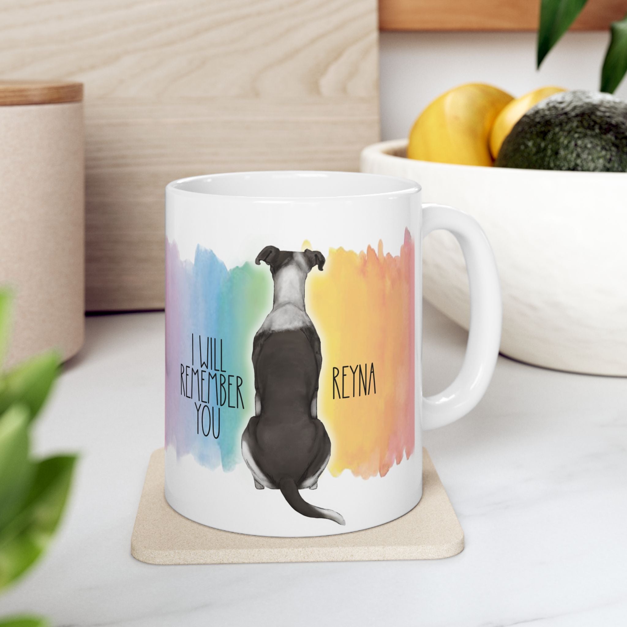 Custom Dog Breed Graphic Memorial Watercolor Rainbow Bridge Coffee Mug