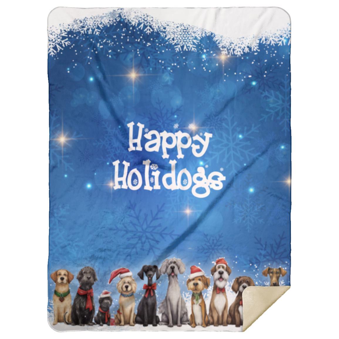 Happy Holidogs Whimsical Pups & Snowflakes Cozy Sherpa Blanket - happy-holidogs-whimsical-pups-snowflakes-cozy-sherpa-blanket