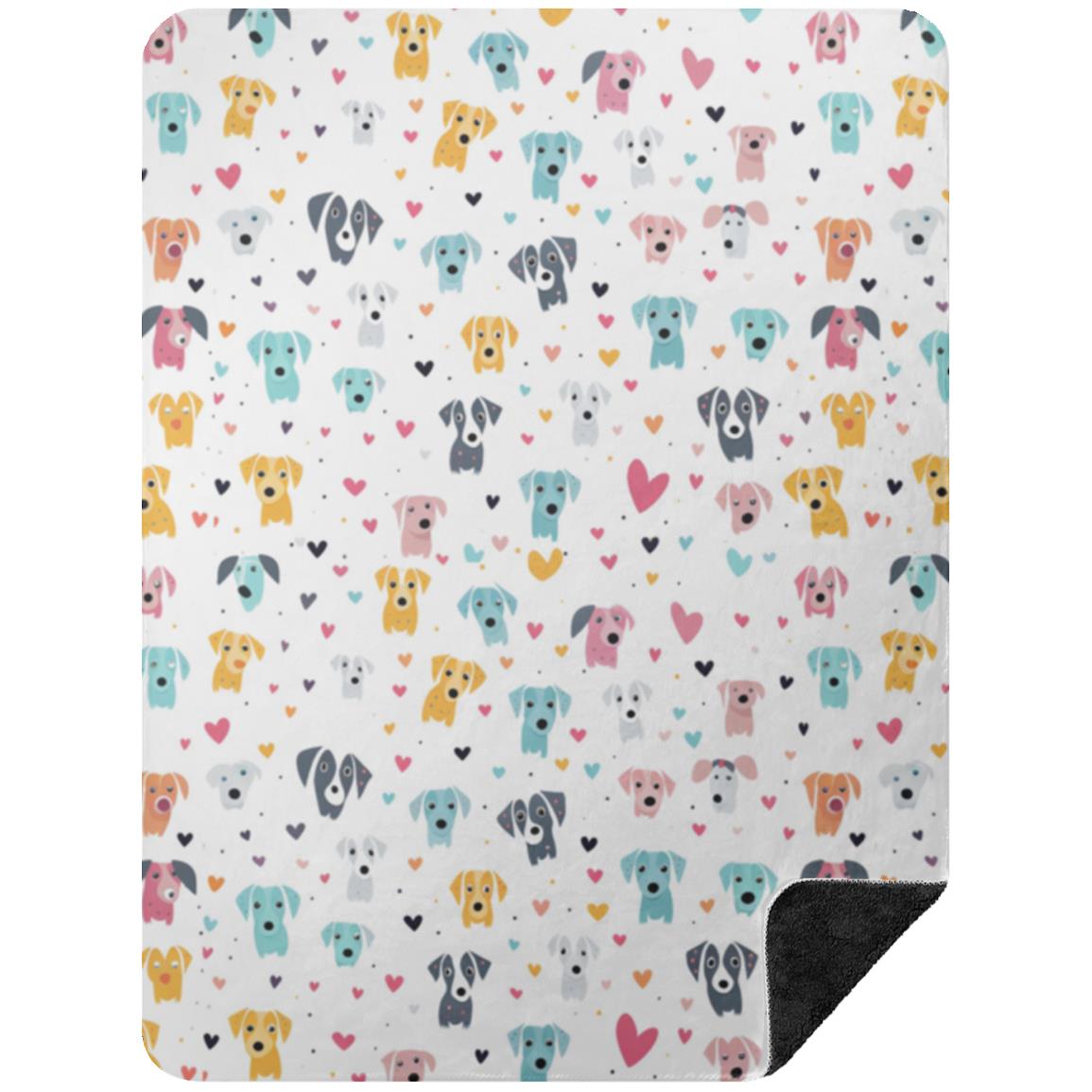 Hearts n' Pups Whimsical Dog Icon Themed Sherpa Blanket - untitled-design-7-bshm-premium-black-sherpa-blanket-50x60