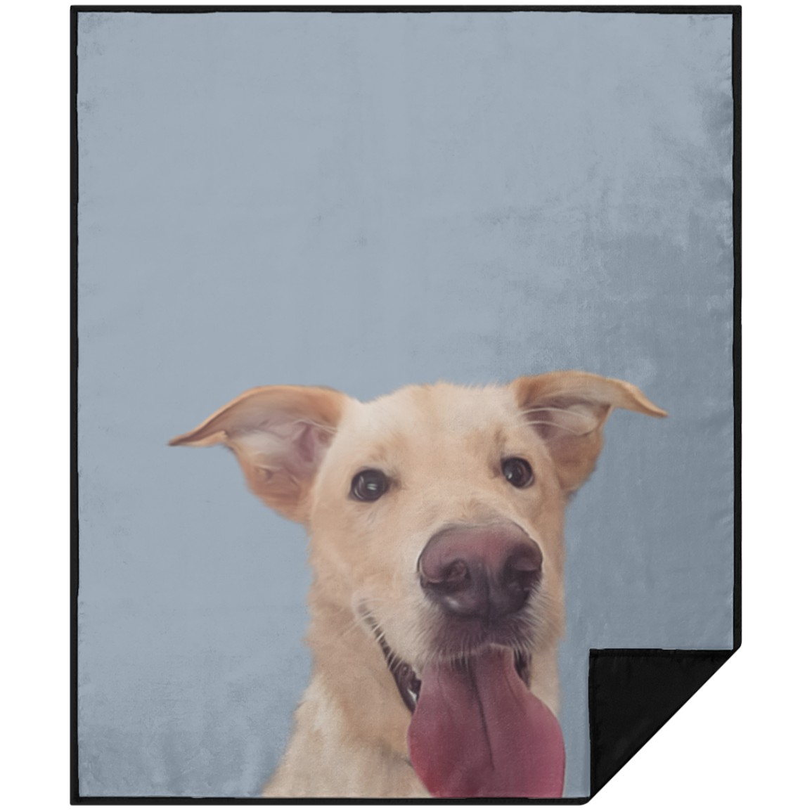 Dog Portrait Sherpa Blanket| Slate Blue - dog-portrait-blanket-slate-blue