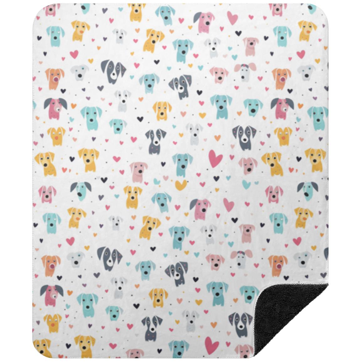 Hearts n' Pups Whimsical Dog Icon Themed Sherpa Blanket - untitled-design-7-bshm-premium-black-sherpa-blanket-50x60