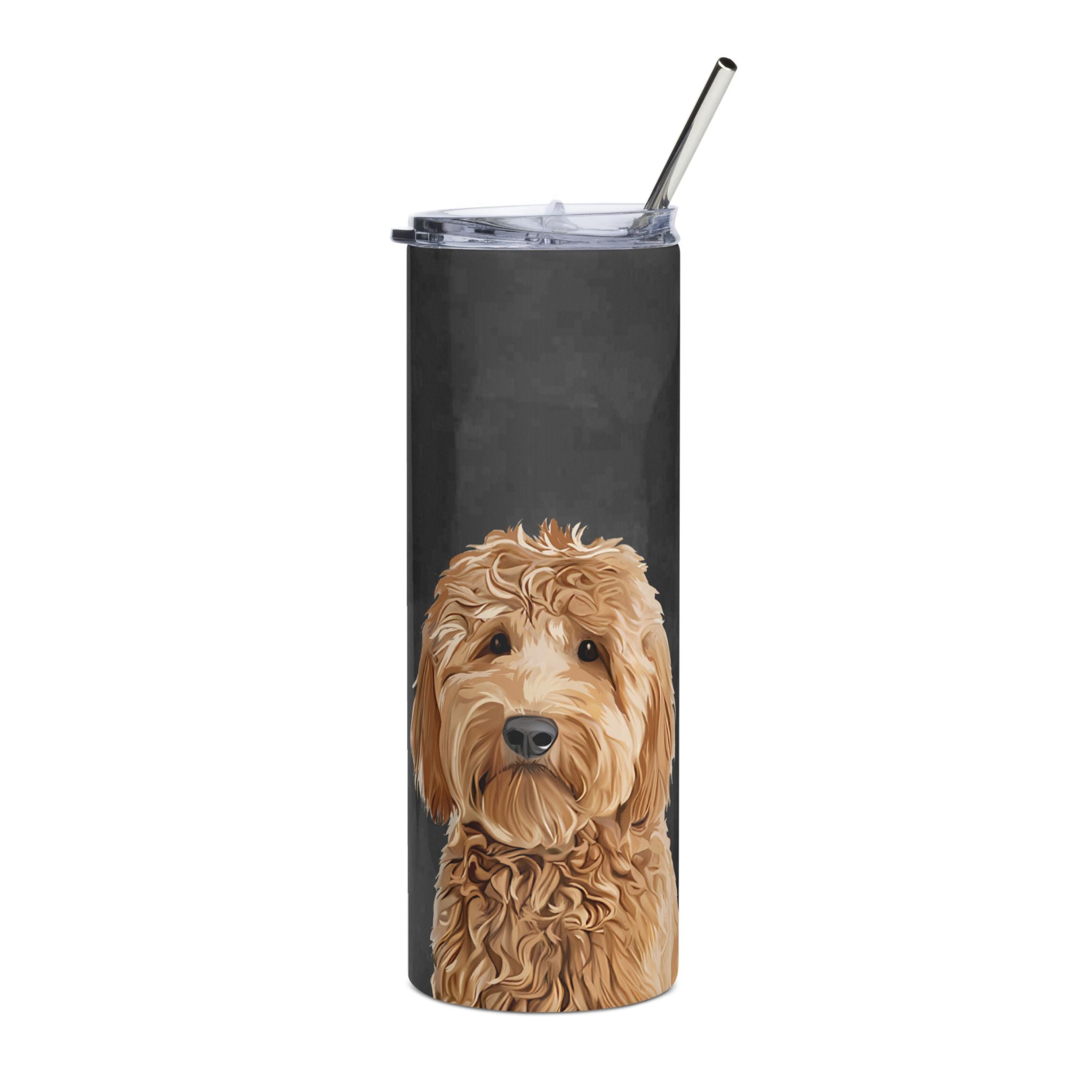 Custom Dog Portrait 20 Ounce Slim Steel Tumbler | Multiple Backgrounds - Tumbler