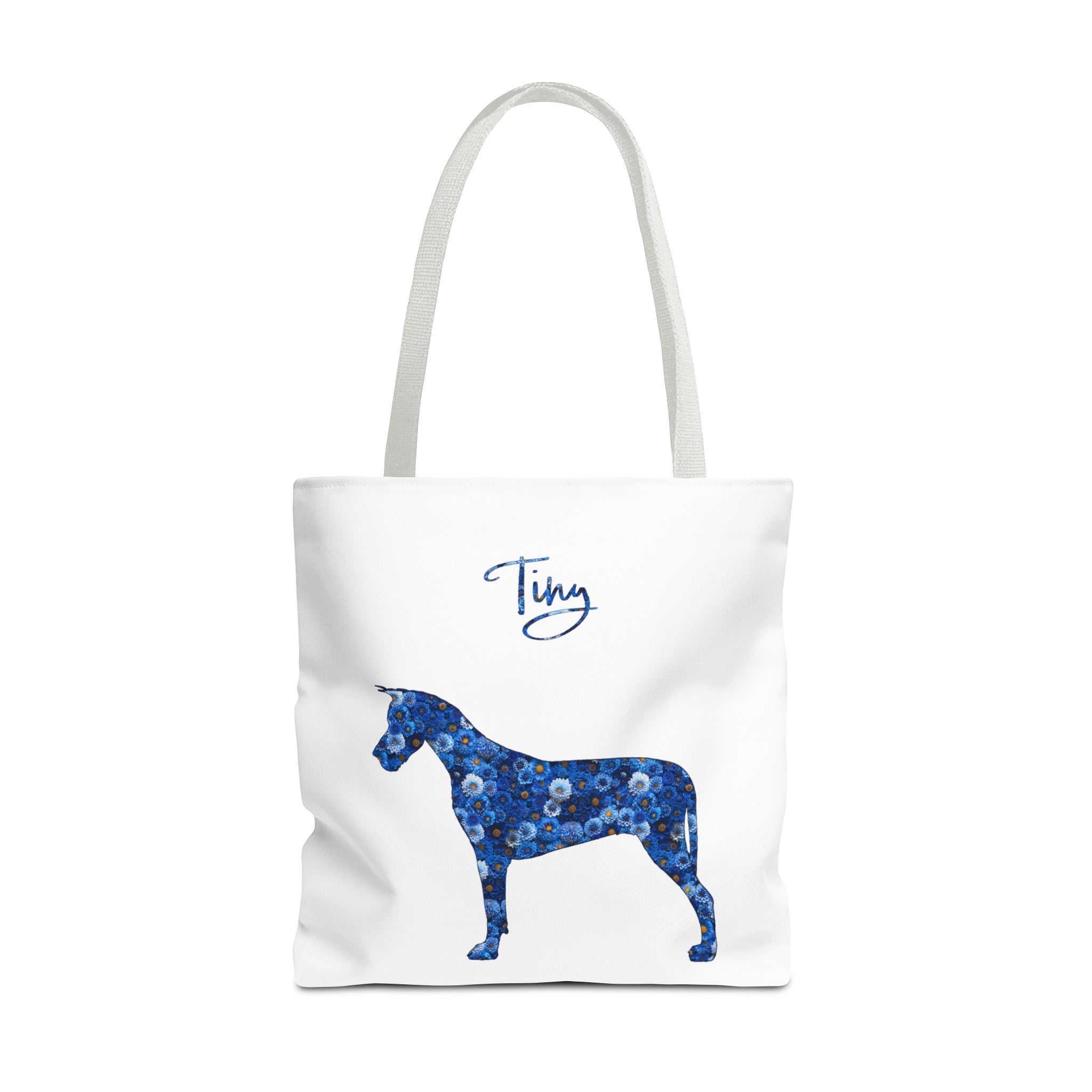 Personalized Blue Dahlia Dog Silhouette Flower Art Tote Bag - Upload Your Photo - flower-silhouette-standard-tote