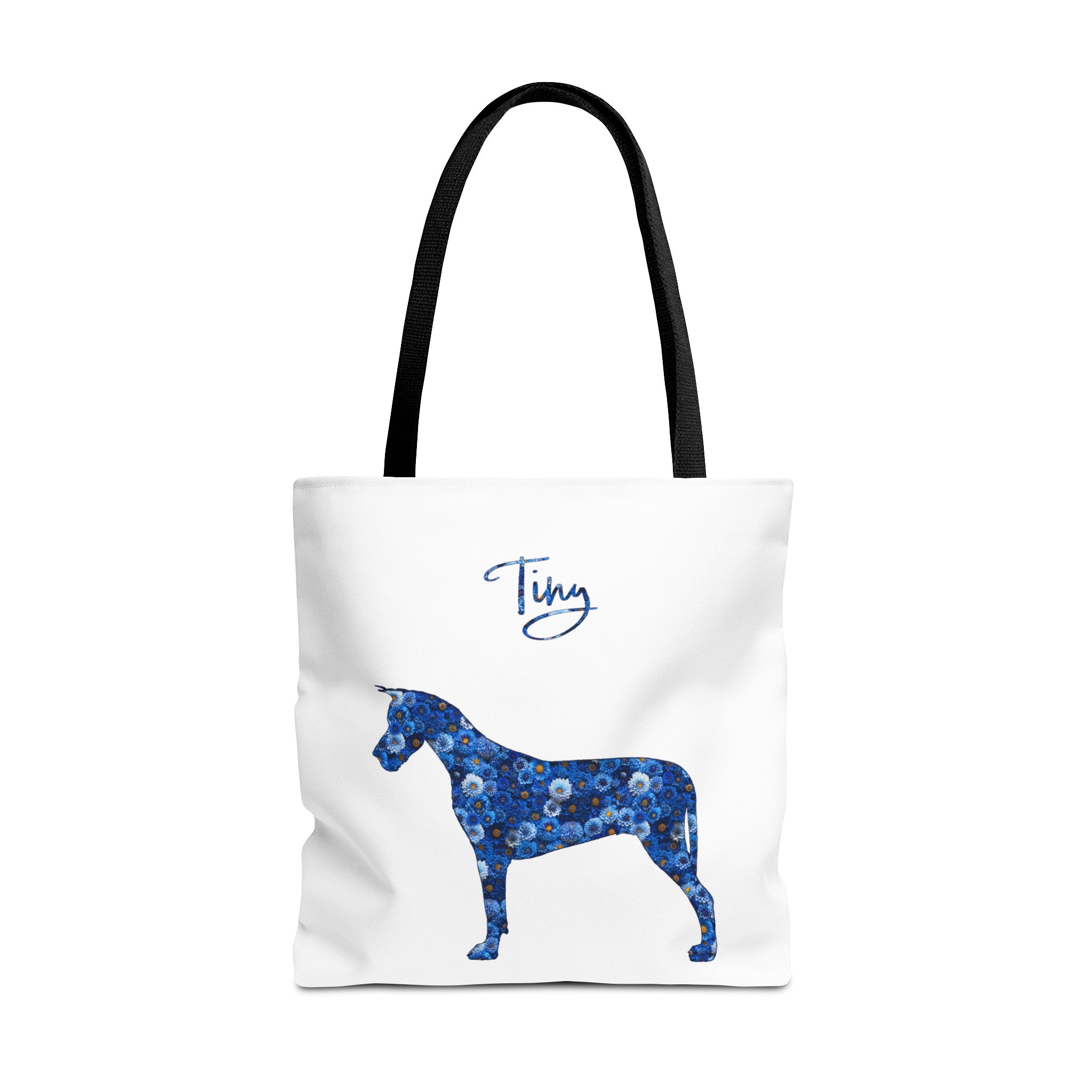 Personalized Blue Dahlia Dog Silhouette Flower Art Tote Bag - Upload Your Photo - flower-silhouette-standard-tote