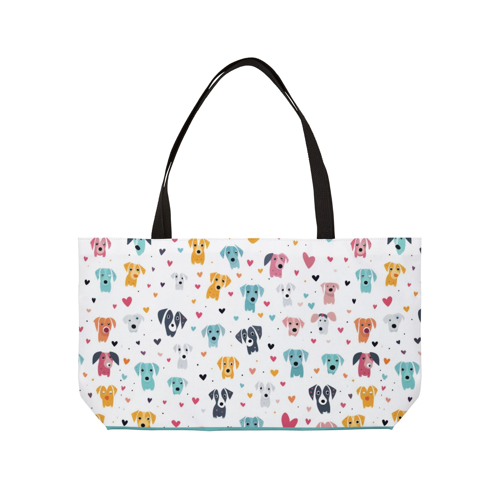 Hearts n' Pups Whimsical Dog Themed Weekender Large Tote Bag - hearts-n-pups-adorable-weekender-large-tote-bag