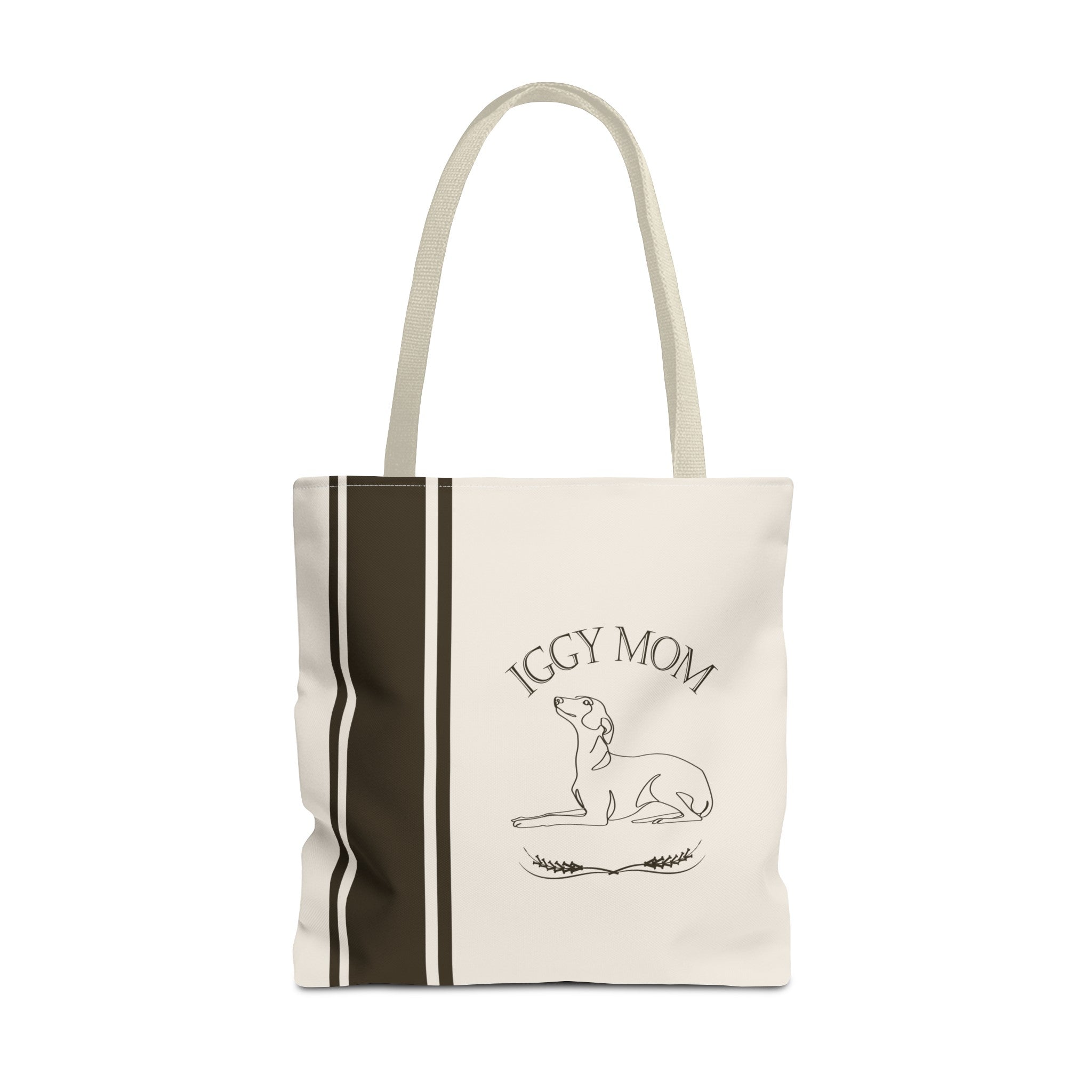 YOUR CHOICE OF BREED Dog Mom Line Art Farmhouse Stripe Design Tote - your-choice-of-breed-dog-mom-farmhouse-stripe-design-tote-bag