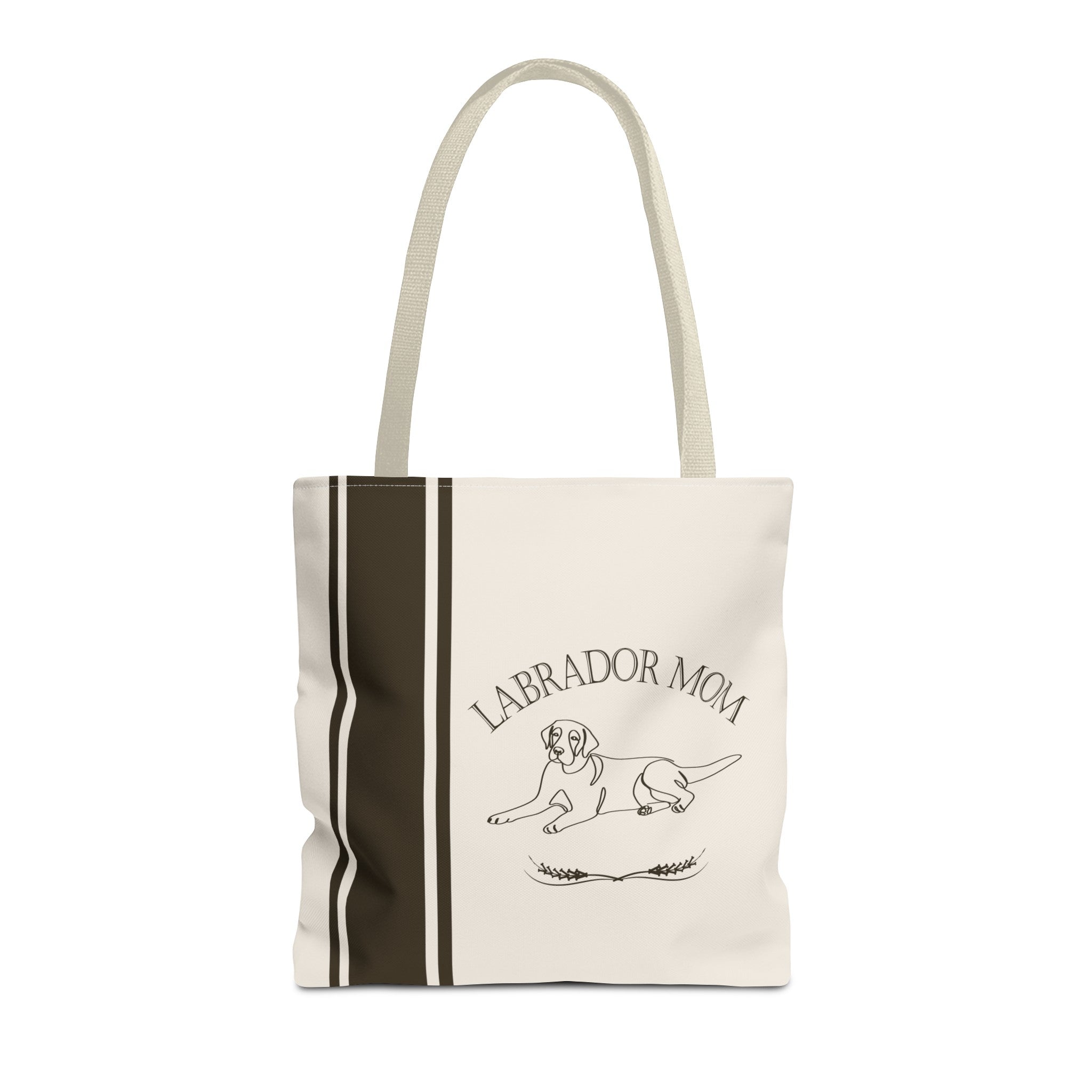 YOUR CHOICE OF BREED Dog Mom Line Art Farmhouse Stripe Design Tote - your-choice-of-breed-dog-mom-farmhouse-stripe-design-tote-bag