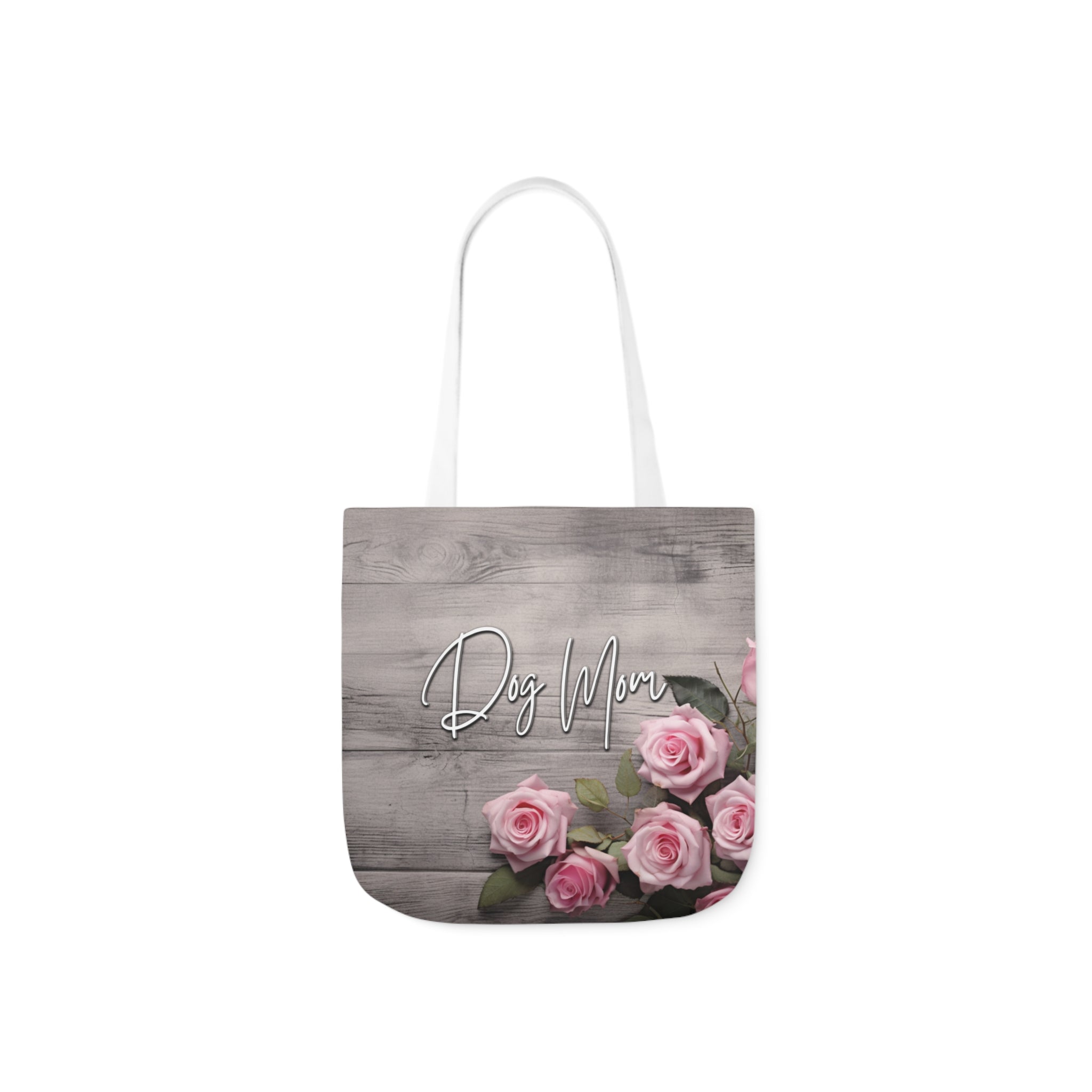 Rustic Pink Rose Dog Mom Farmhouse Tote Bag - farmhouse-dogmom-tote-bag-rustic-pink-rose