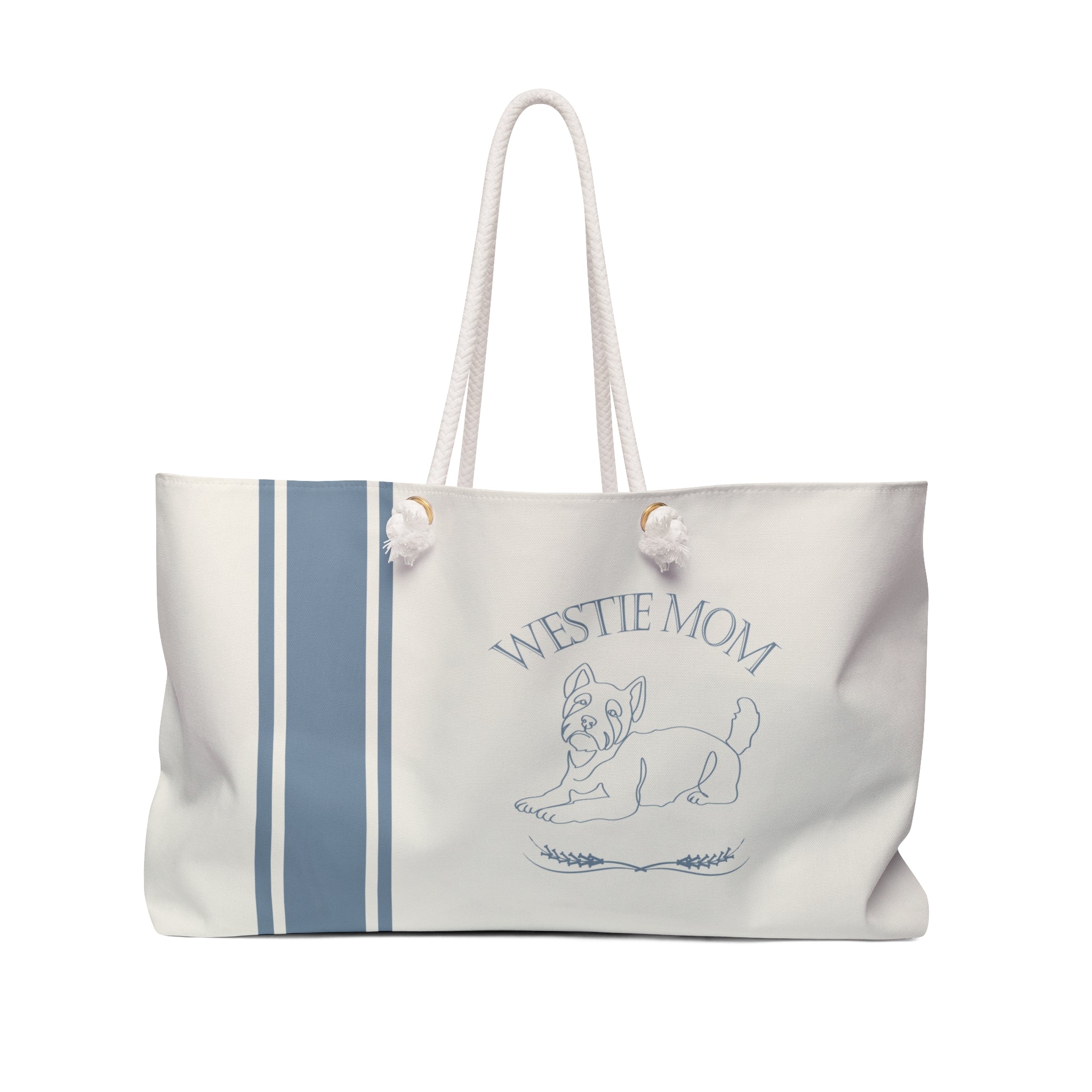 YOUR CHOICE OF BREED Dog Mom Farmhouse Stripe Design Weekender Tote Bag - your-choice-of-breed-dog-mom-farmhouse-stripe-design-weekender-tote-bag