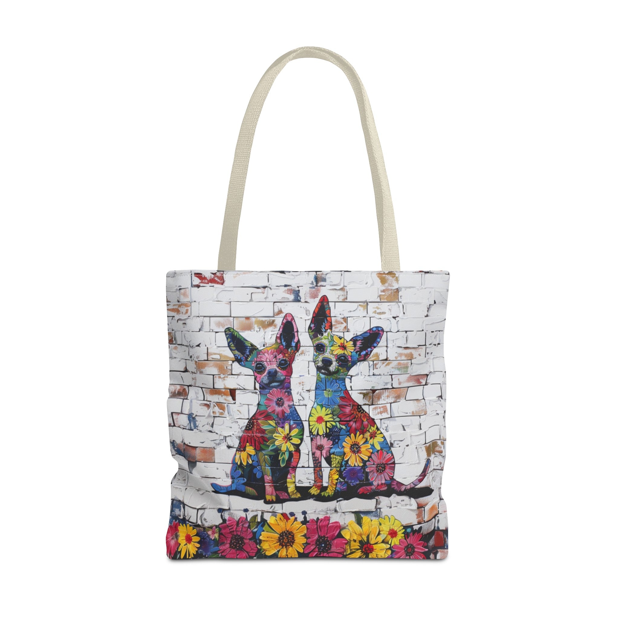 Min Pin Original Edgy Floral Dog Art Themed Tote Bag - min-pin-original-edgy-floral-dog-art-themed-tote-bag