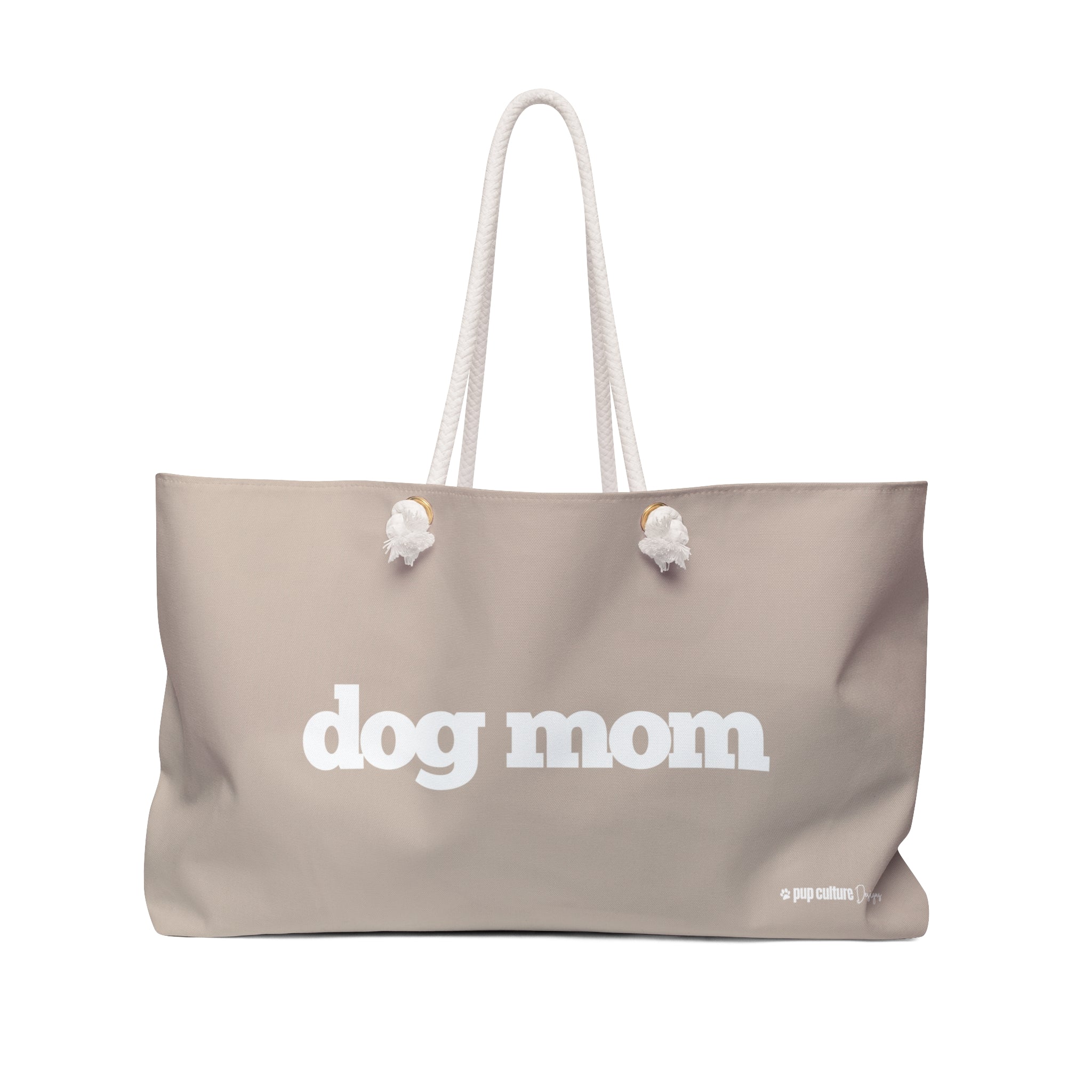 Dog Mom Double Sided Market Tote Bag | Neutral Colors - dog-mom-neutral-farmers-market-tote-bag