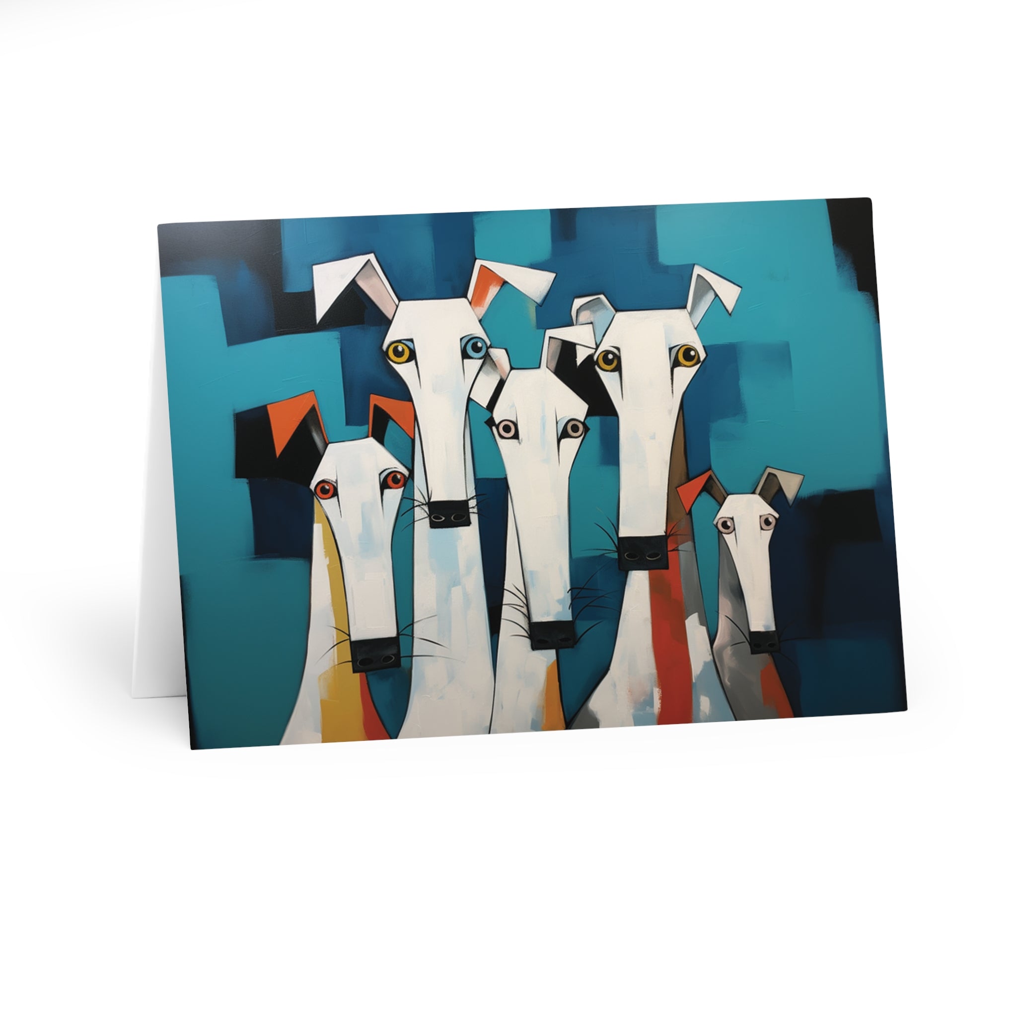 Elegant Artist-Inspired White Dog Art Greeting Card 5-Pak