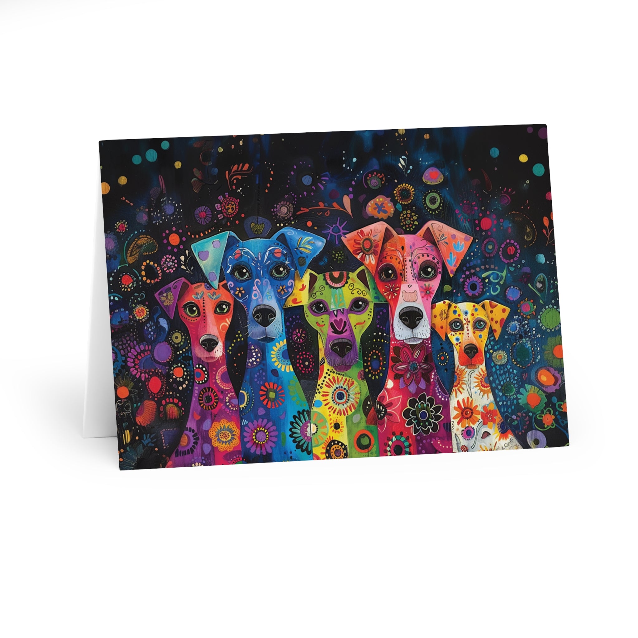 Exotic Whimsical Henna Artist Inspired Dog Art Greeting Card 5-Pak